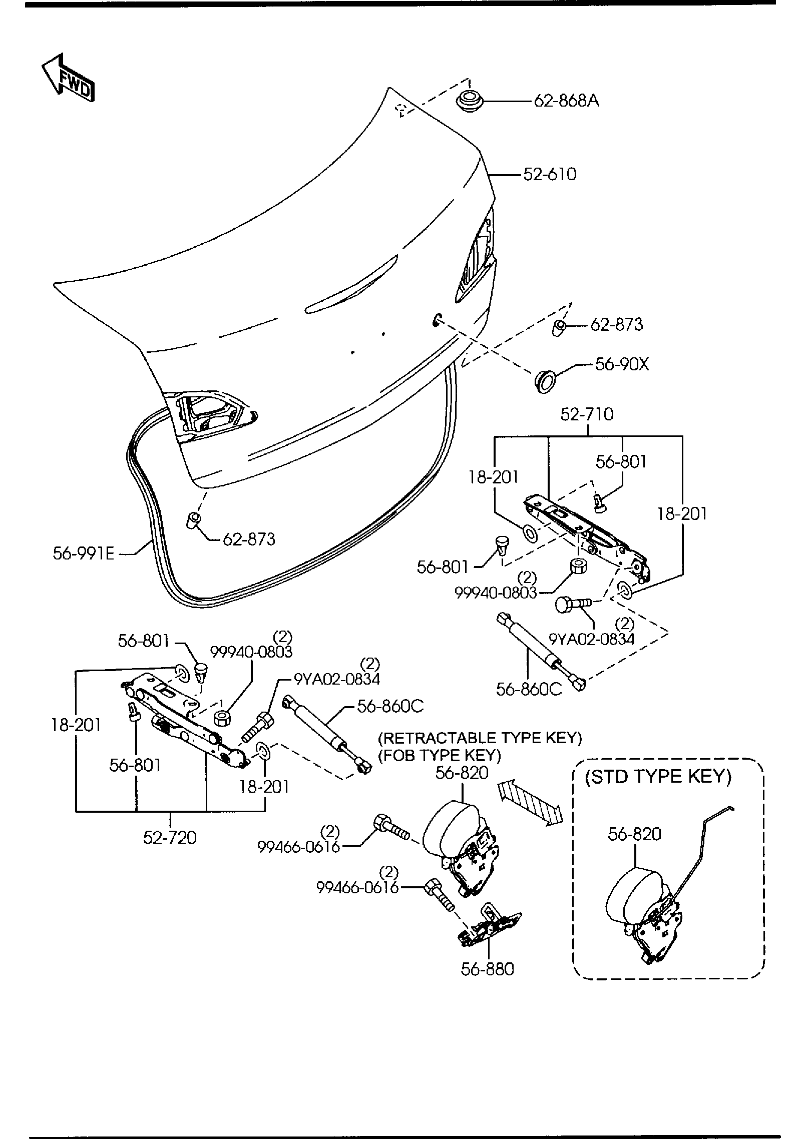 Diagram TRUNK LID (4-DOOR) for your 2011 Mazda Mazda3   