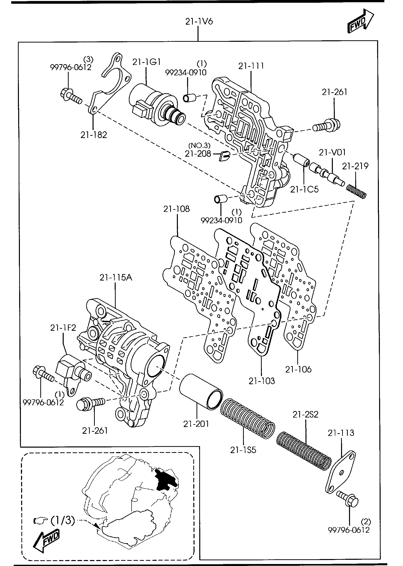 Diagram AUTOMATIC TRANSMISSION CONTROL VALVE for your 1999 Mazda Protege   