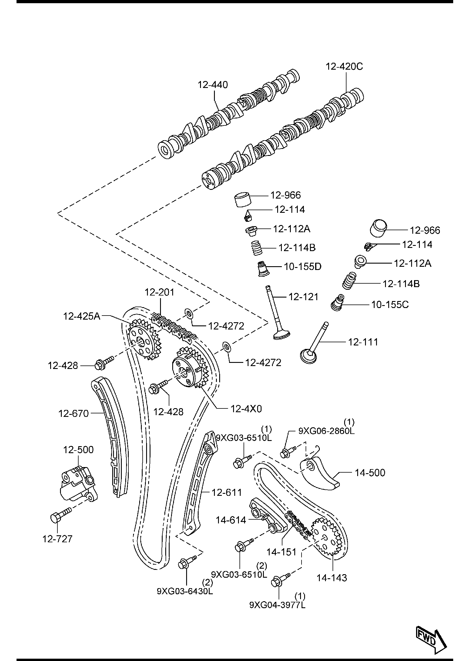 Diagram VALVE SYSTEM (2300CC) for your 2011 Mazda Tribute   