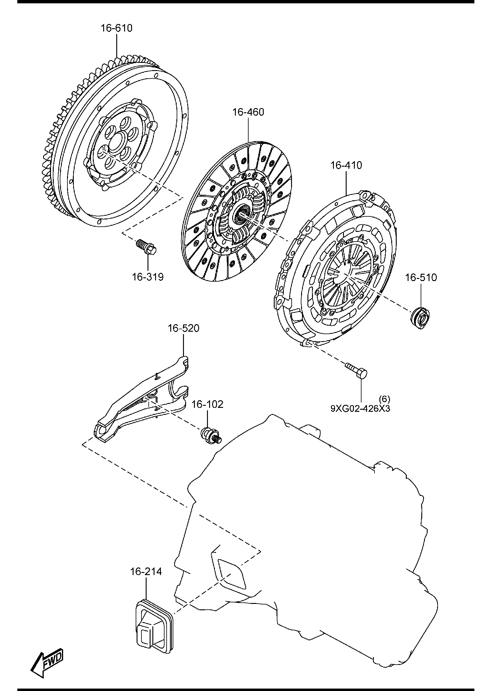 Diagram CLUTCH DISC & COVER (6-SPEED)(2300CC) for your 2011 Mazda Mazda6   