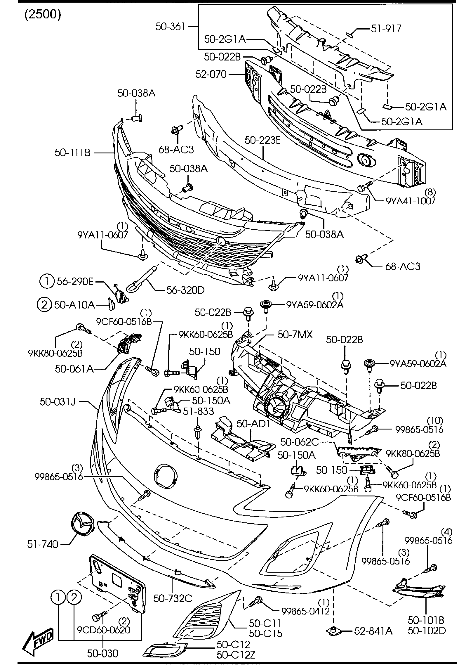 Diagram FRONT BUMPER for your Mazda