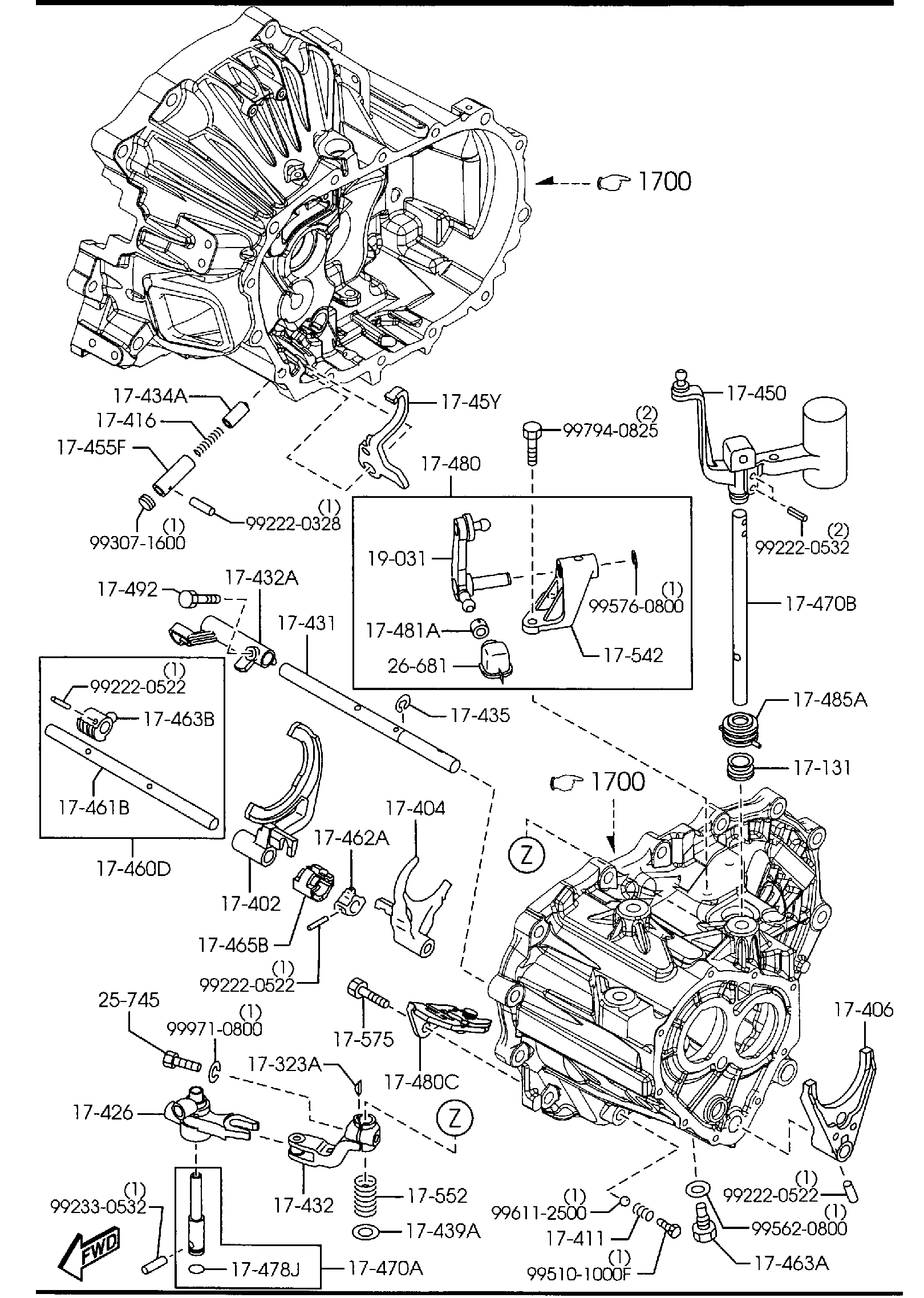 Diagram MANUAL TRANSMISSION CHANGE CONTROL SYSTEM (5-SPEED) for your 2019 Mazda CX-9   