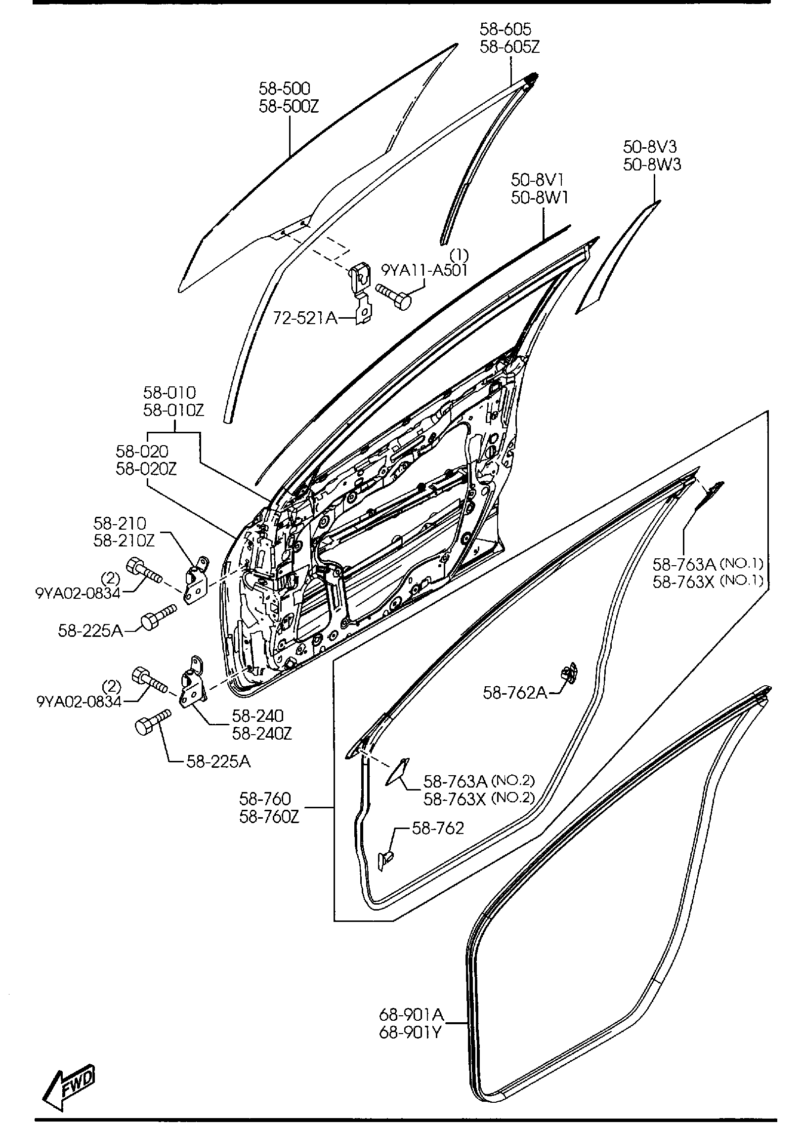 Diagram FRONT DOORS for your 2010 Mazda Mazda3   