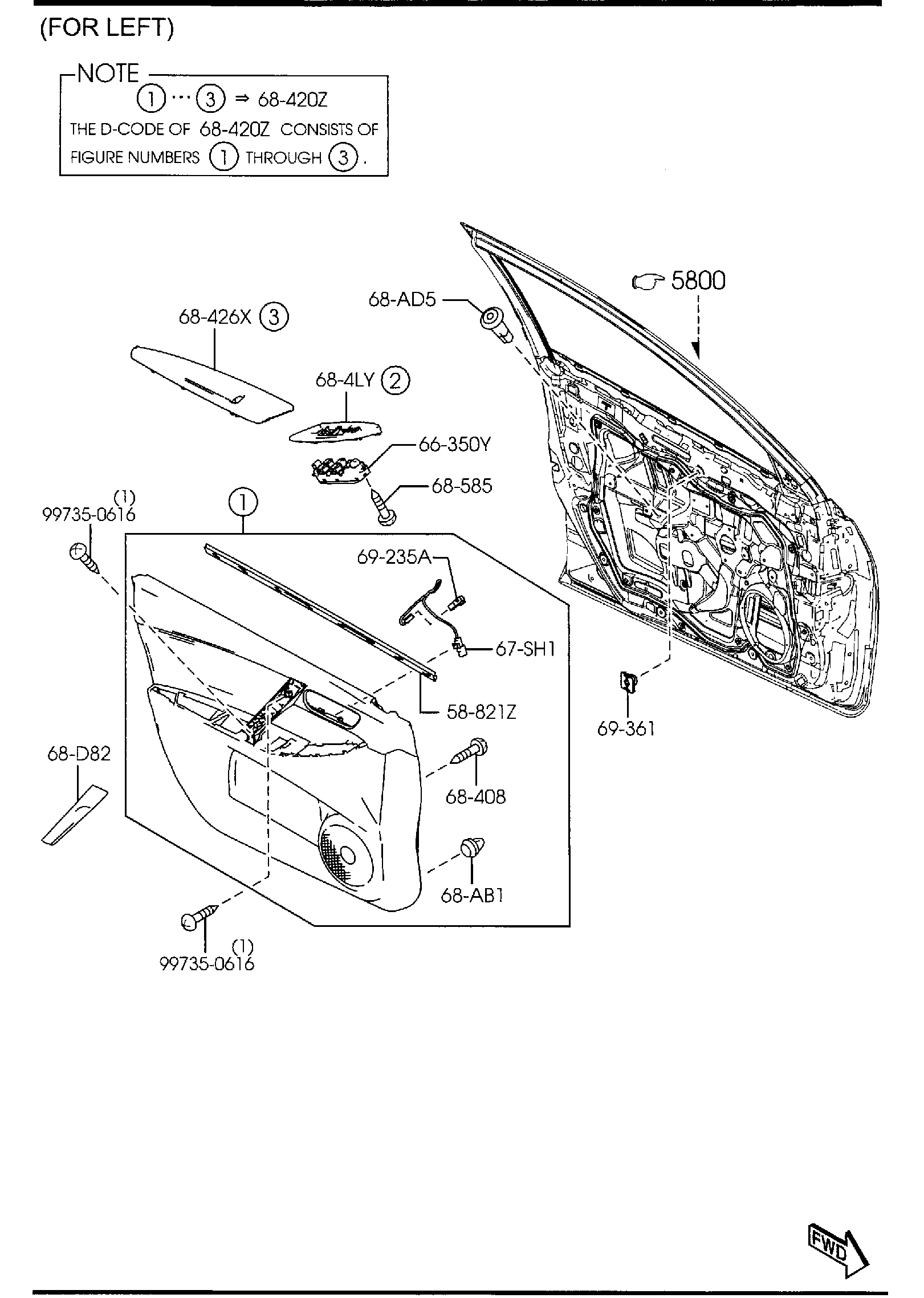 Diagram FRONT DOOR TRIMS & RELATED PARTS for your 2012 Mazda Mazda2   
