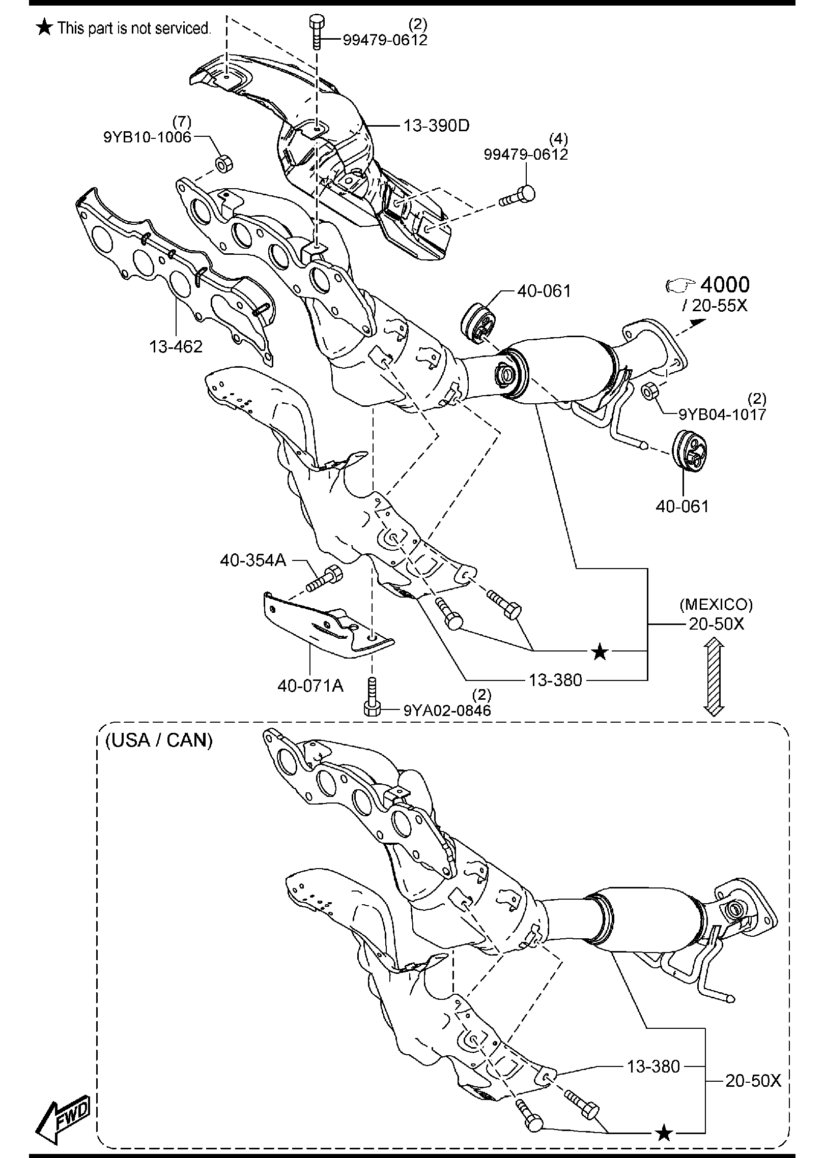 Diagram EXHAUST MANIFOLD (2500CC) for your 2016 Mazda MX-5 Miata   