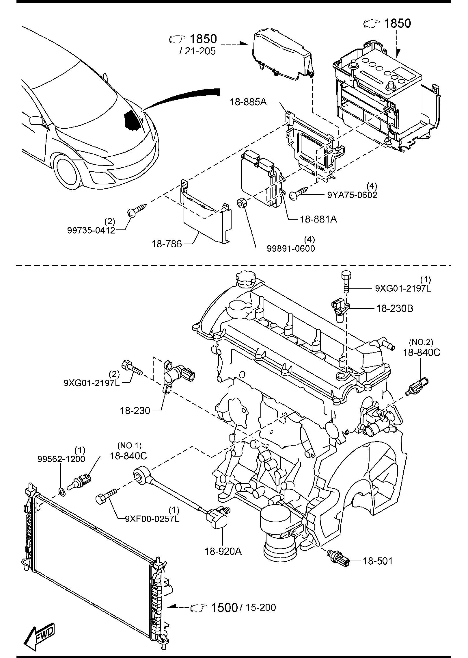 Diagram ENGINE SWITCHES & RELAYS (2300CC) for your 2008 Mazda B2300   