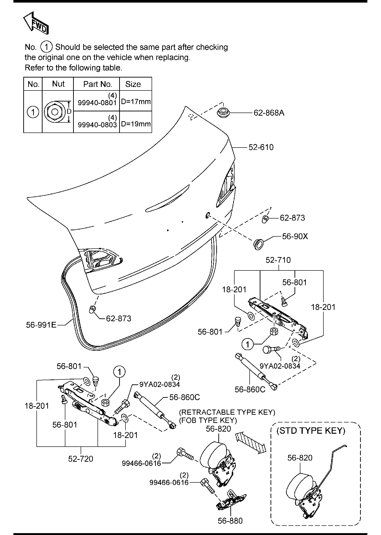 Diagram TRUNK LID (4-DOOR) for your Mazda