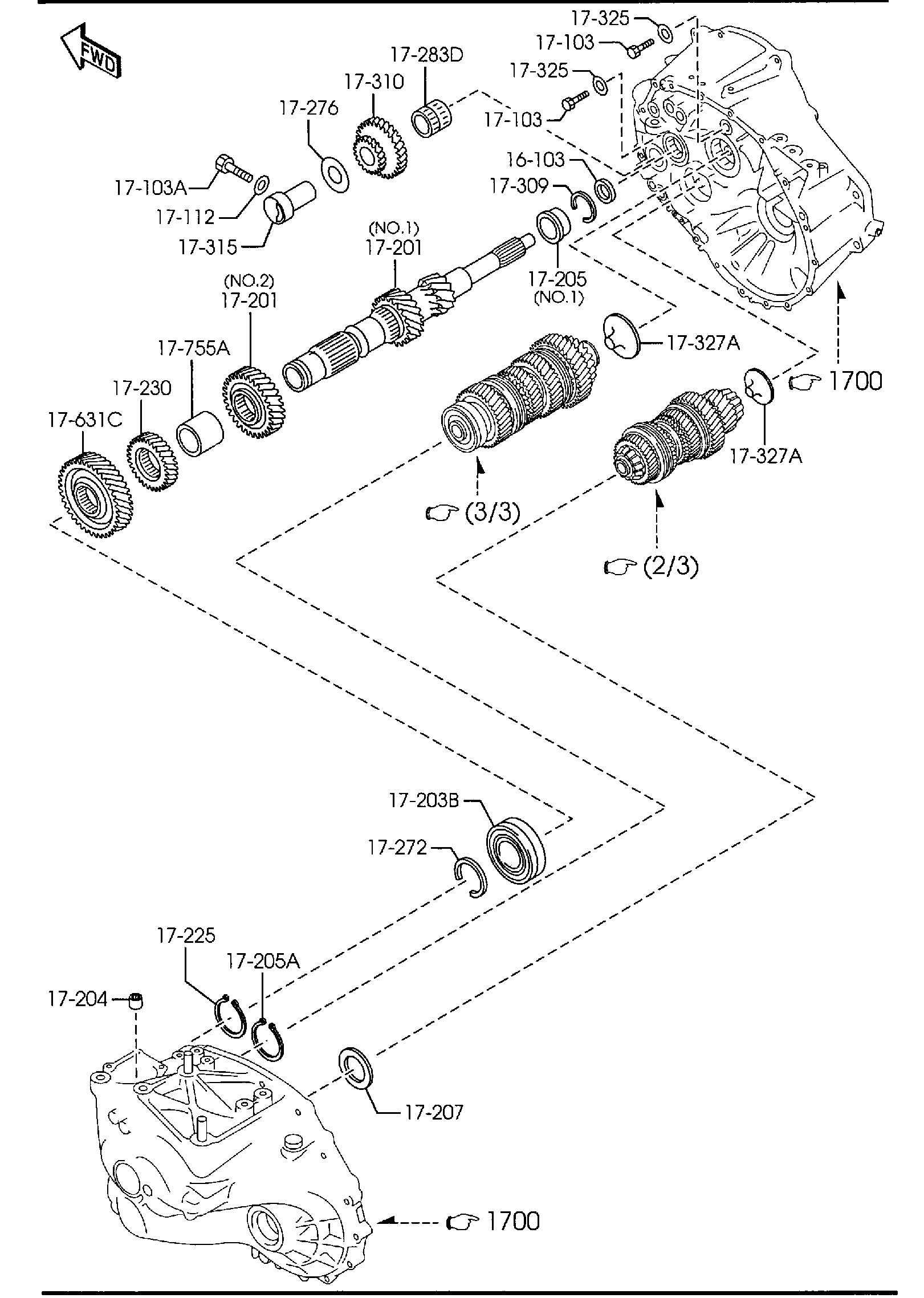 Diagram MANUAL TRANSMISSION GEARS (6-SPEED)(2300CC) for your Mazda