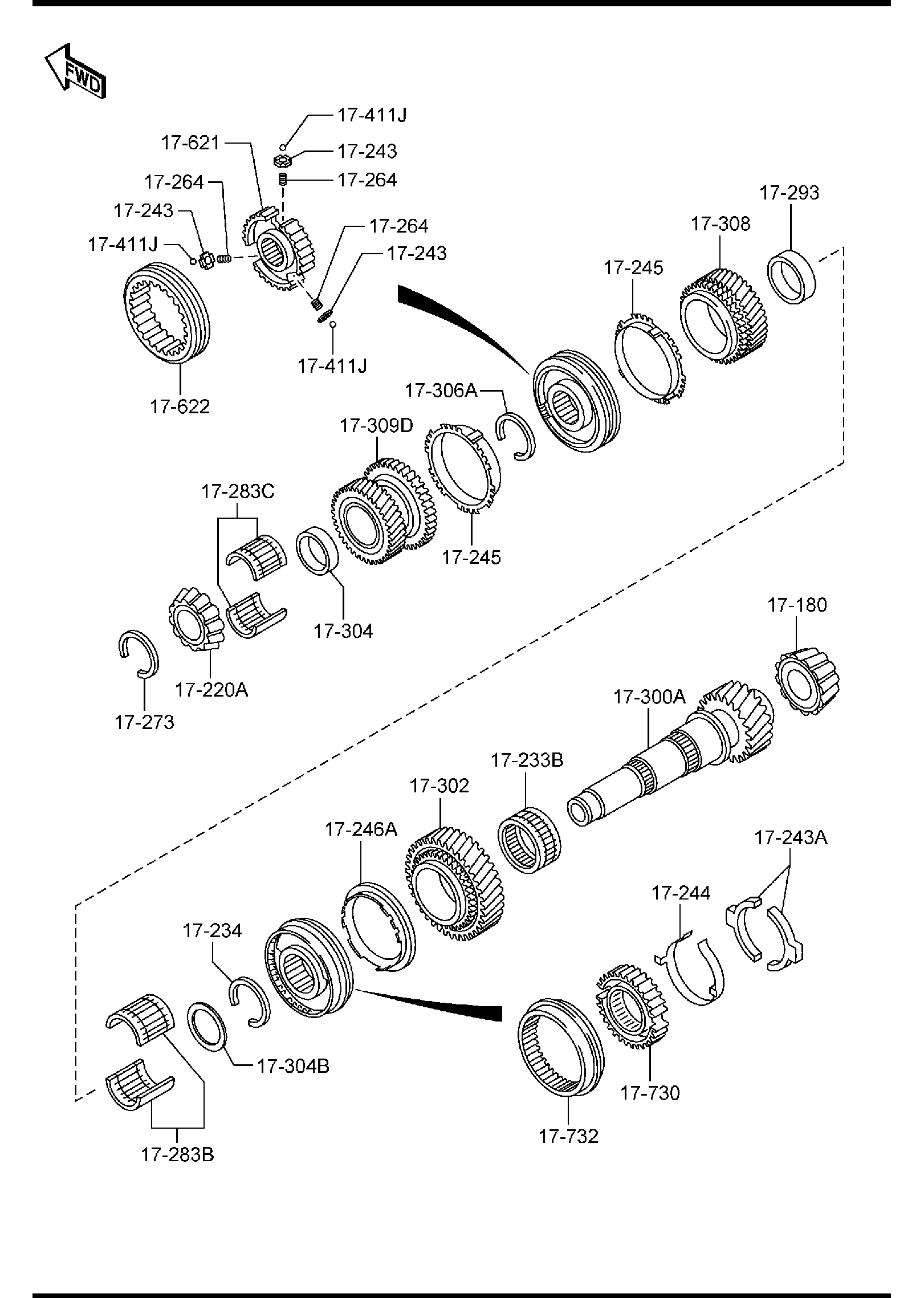 Diagram MANUAL TRANSMISSION GEARS (6-SPEED)(2300CC) for your Mazda