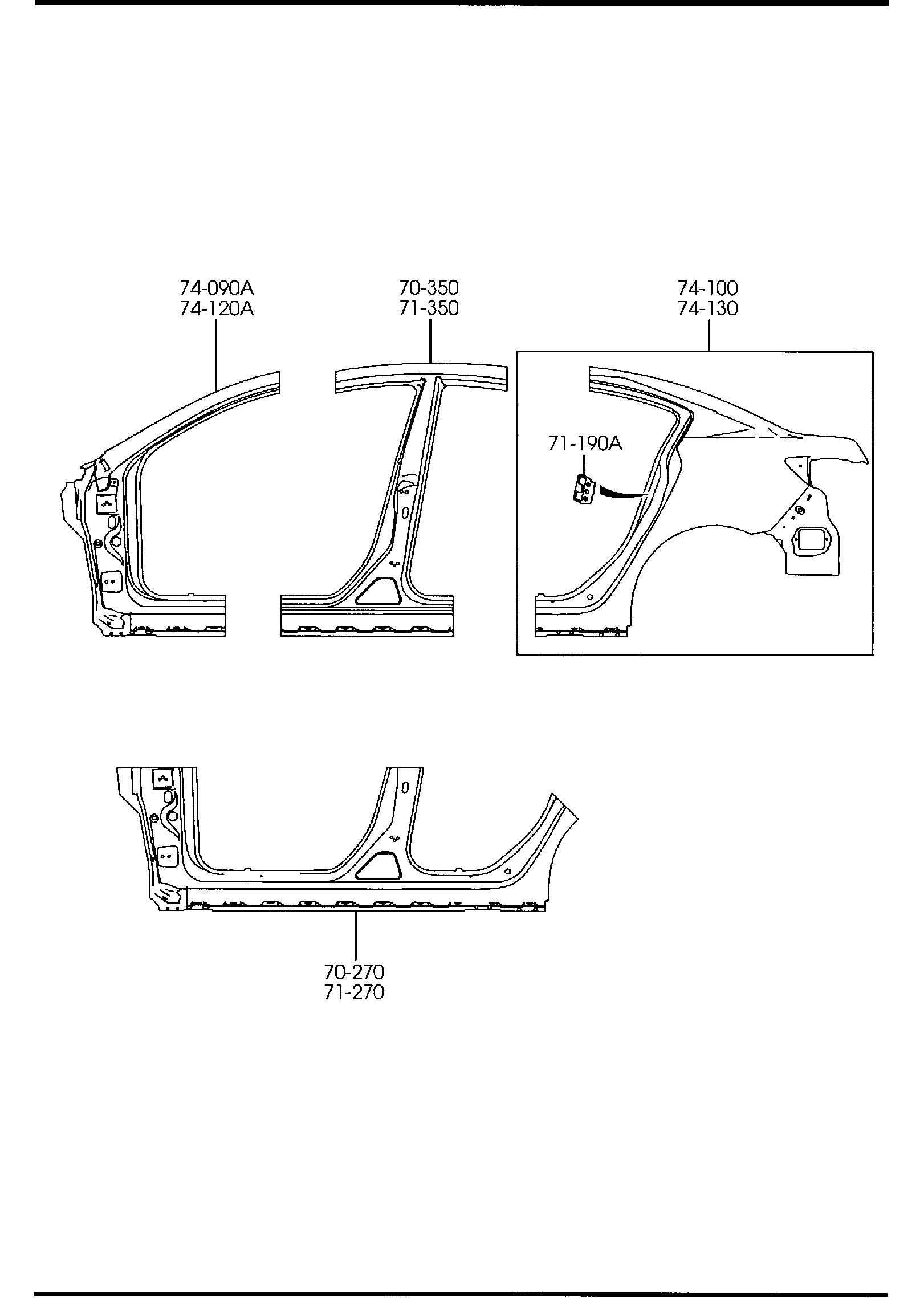 Diagram SIDE PANELS (4-DOOR) for your Mazda