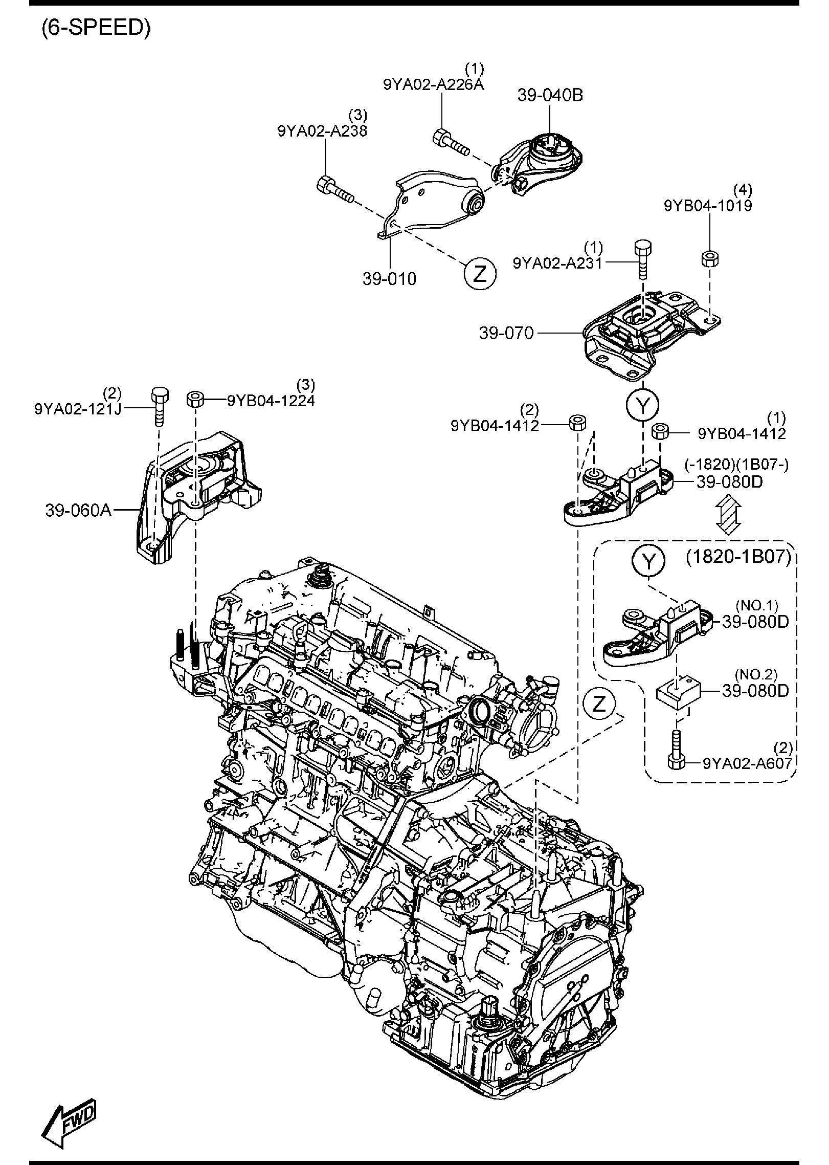 Diagram ENGINE & TRANSMISSION MOUNTINGS (AUTOMATIC TRANSMISSION) (2000CC) for your 2010 Mazda Tribute   