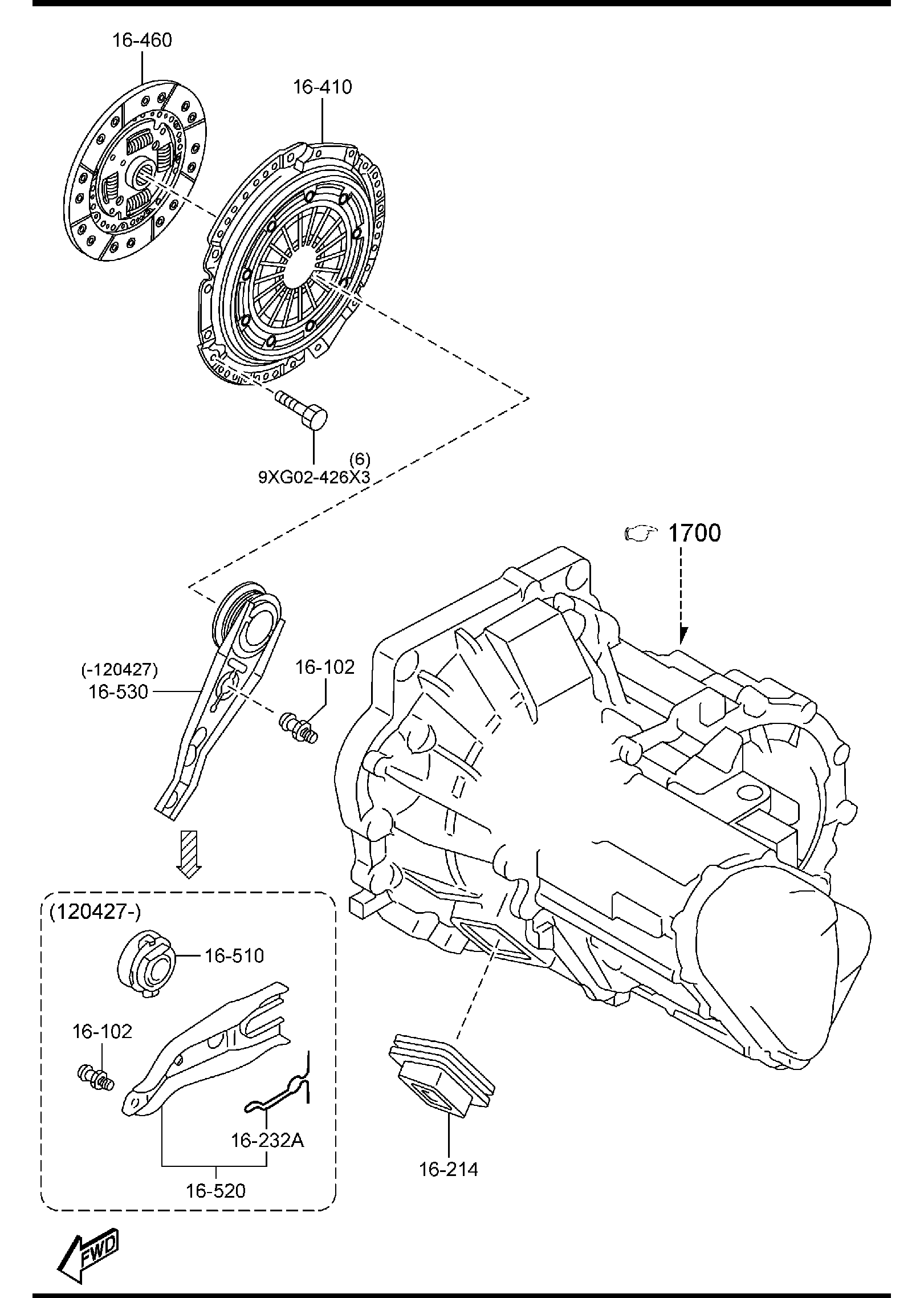 Diagram CLUTCH DISC & COVER (6-SPEED)(2500CC) for your 2013 Mazda Mazda3  HATCHBACK ITR 