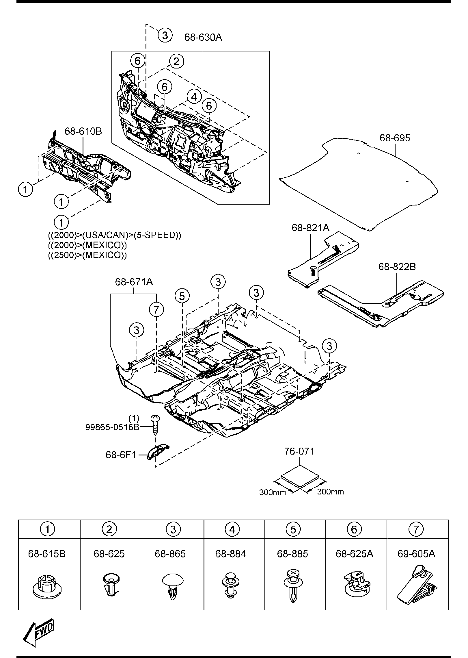 Diagram FLOOR MATS & PADS (4-DOOR) for your 2020 Mazda CX-5   