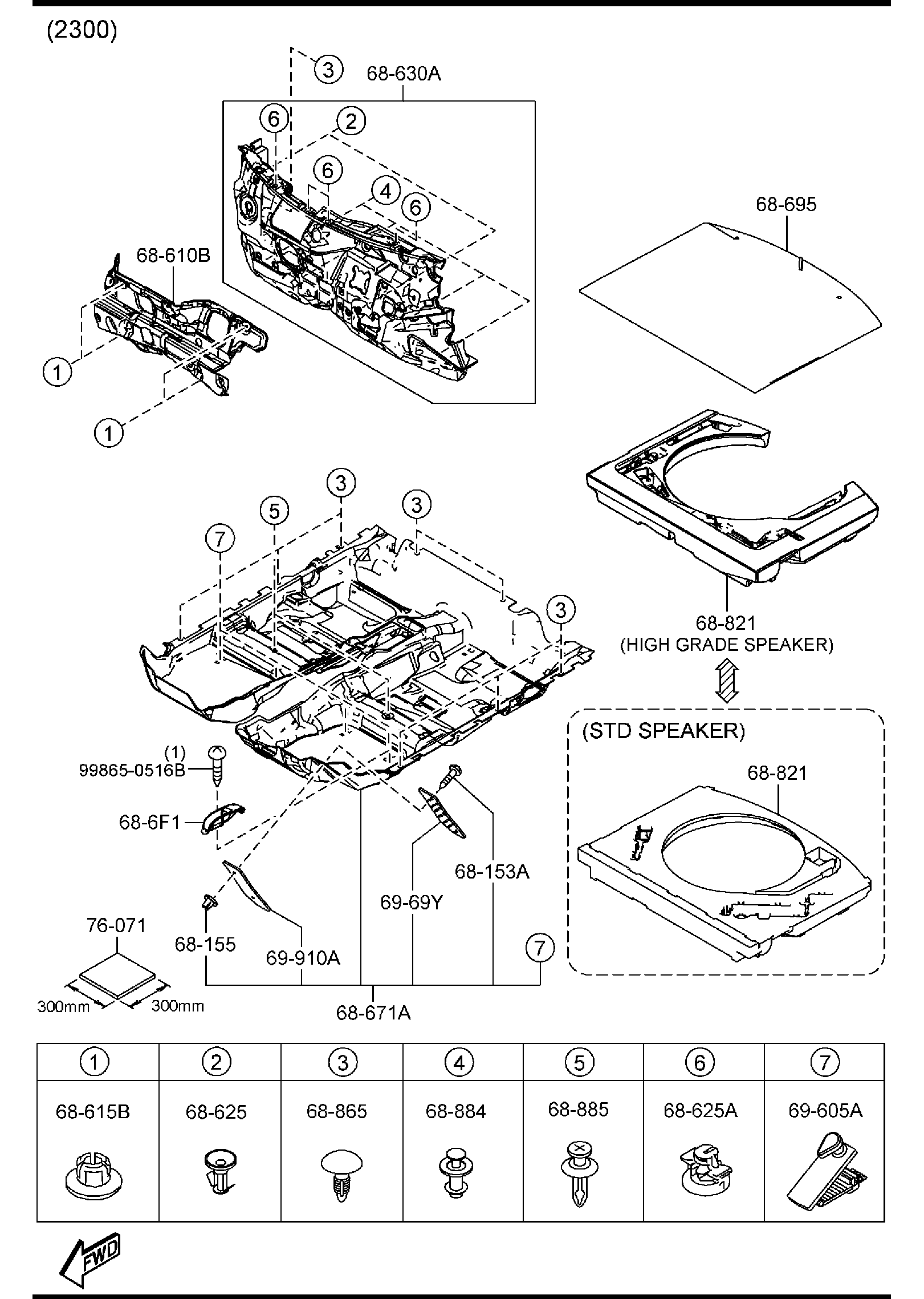 Diagram FLOOR MATS & PADS (5-DOOR) for your Mazda