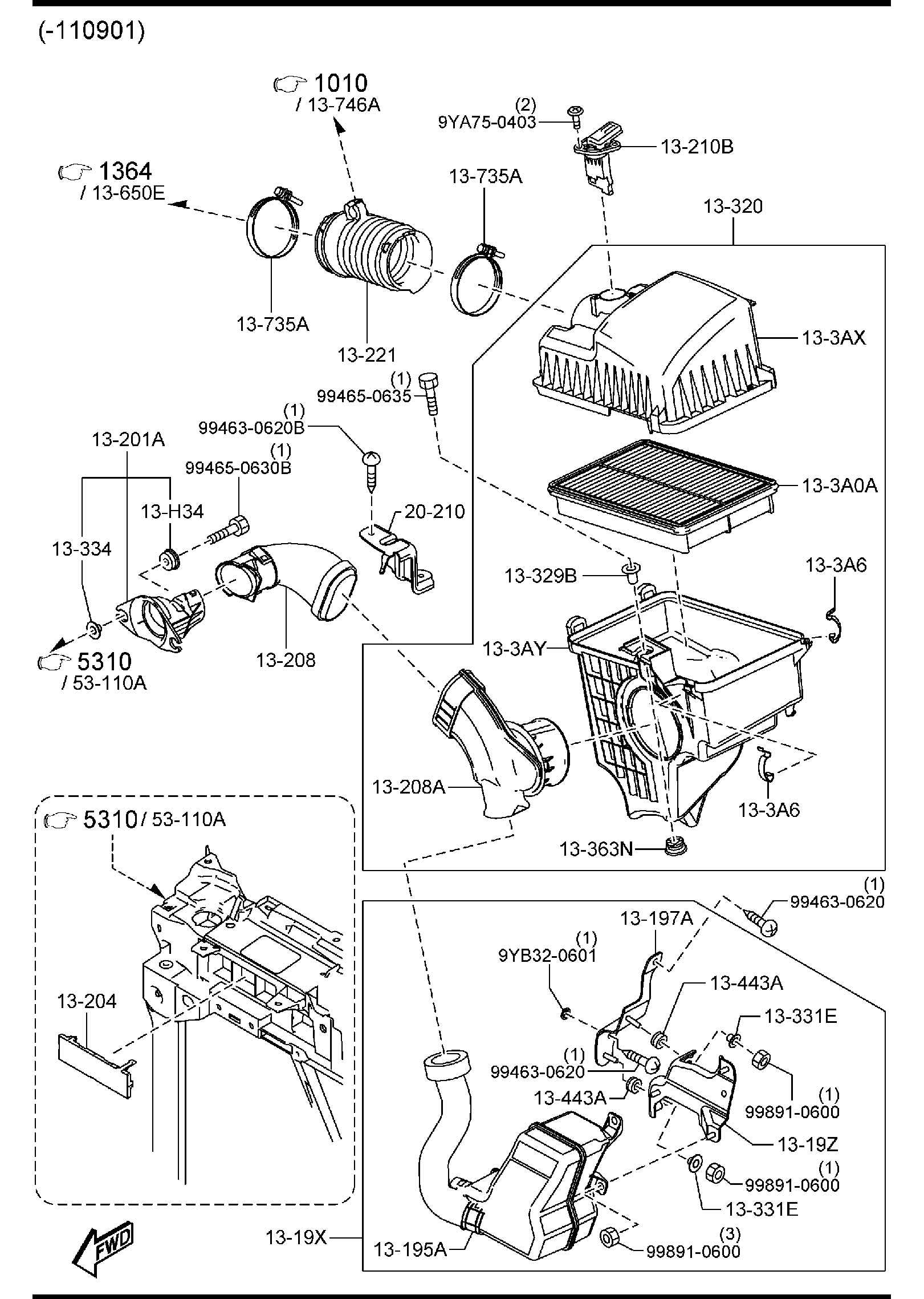 Diagram AIR CLEANER (2000CC)(6-SPEED) for your Mazda