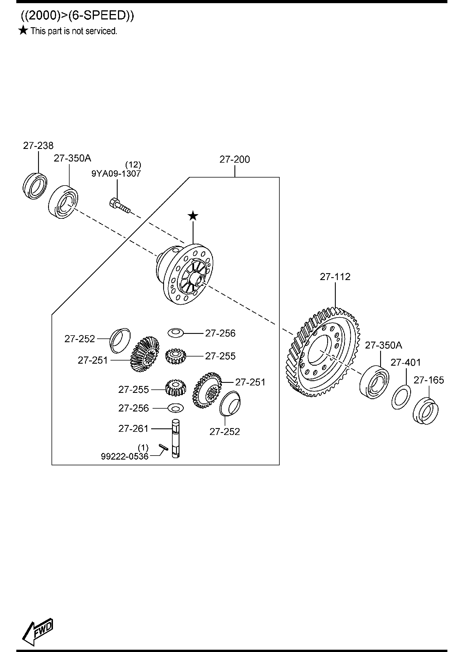 Diagram FRONT DIFFERENTIALS (AUTOMATIC TRANSMISSION) for your 1999 Mazda Protege   