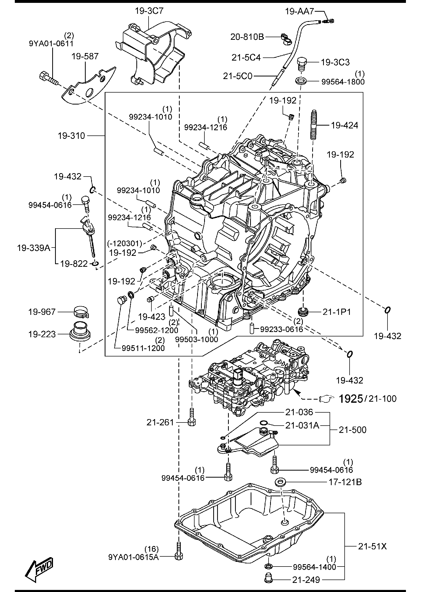 Diagram AUTOMATIC TRANSMISSION CASE & MAIN CONTROL SYSTEM (6-SPEED) for your 2020 Mazda CX-5  Signature 