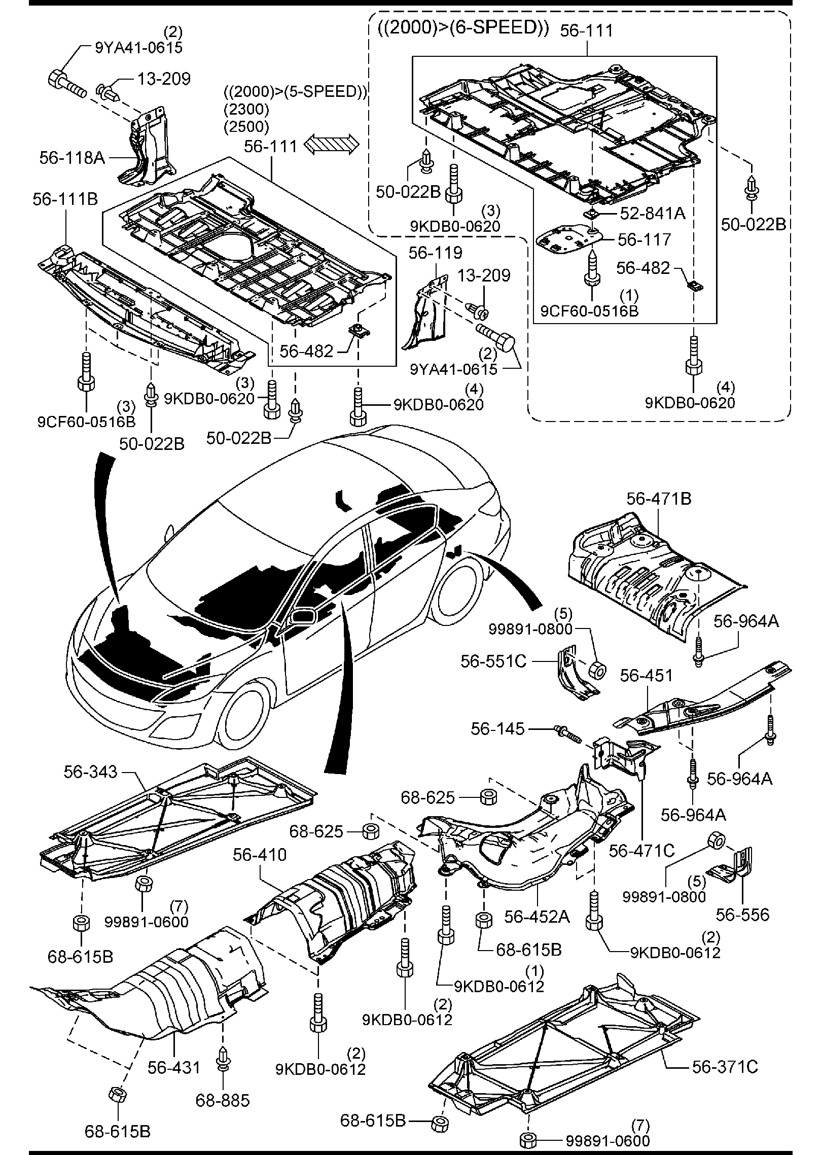 Diagram FLOOR ATTACHMENTS for your Mazda