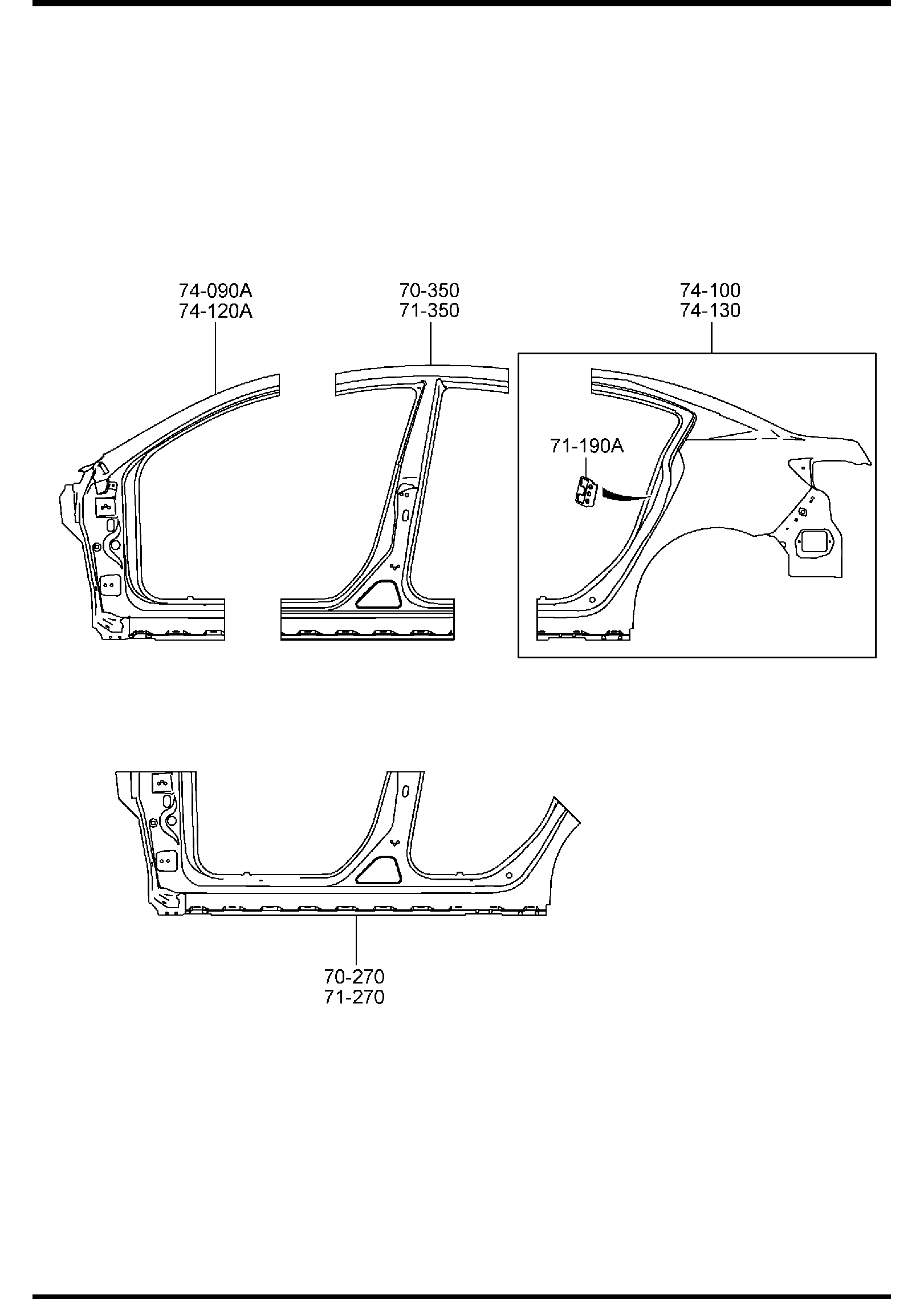 Diagram SIDE PANELS (4-DOOR) for your Mazda