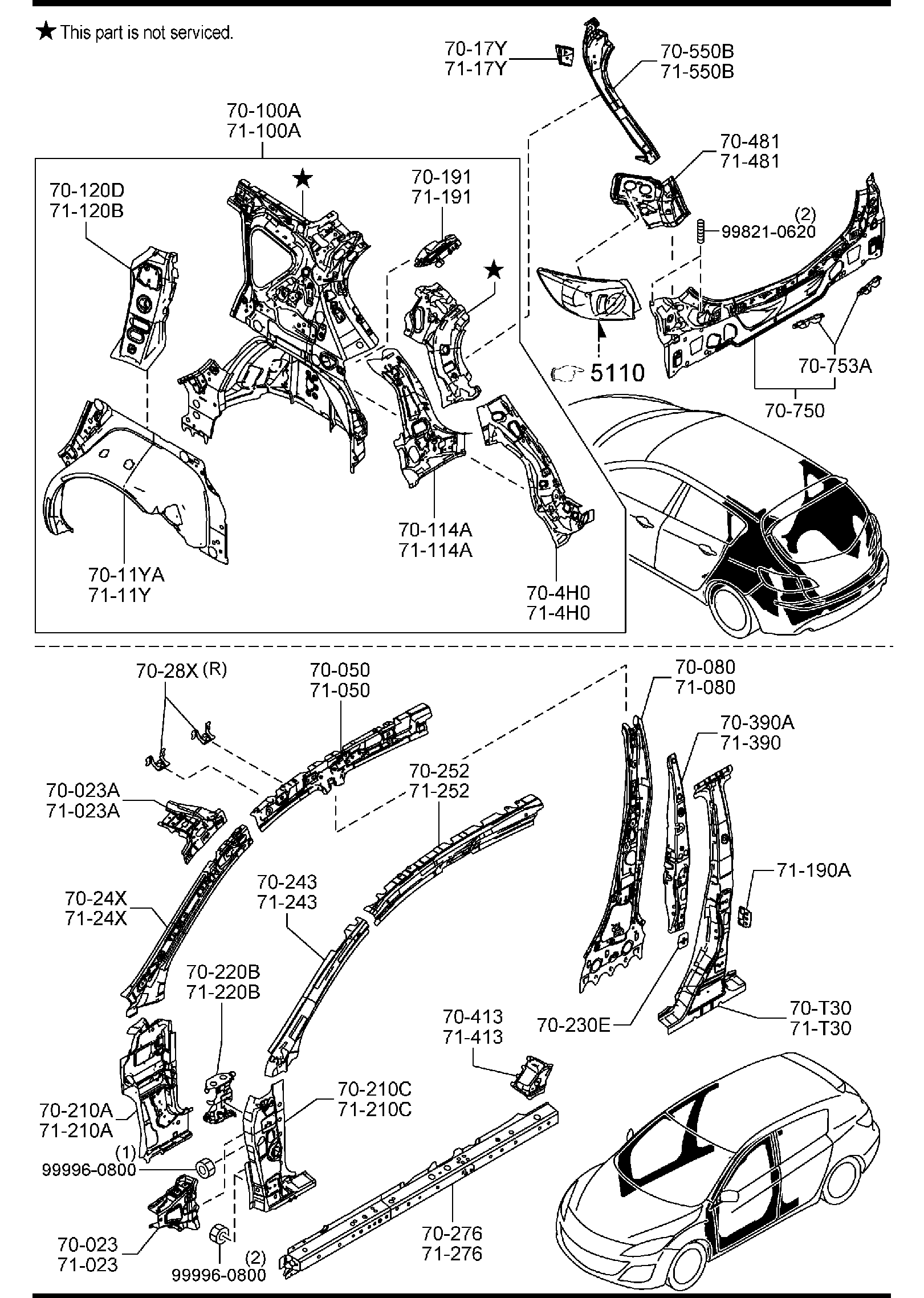 Diagram SIDE PANELS (5-DOOR) for your Mazda