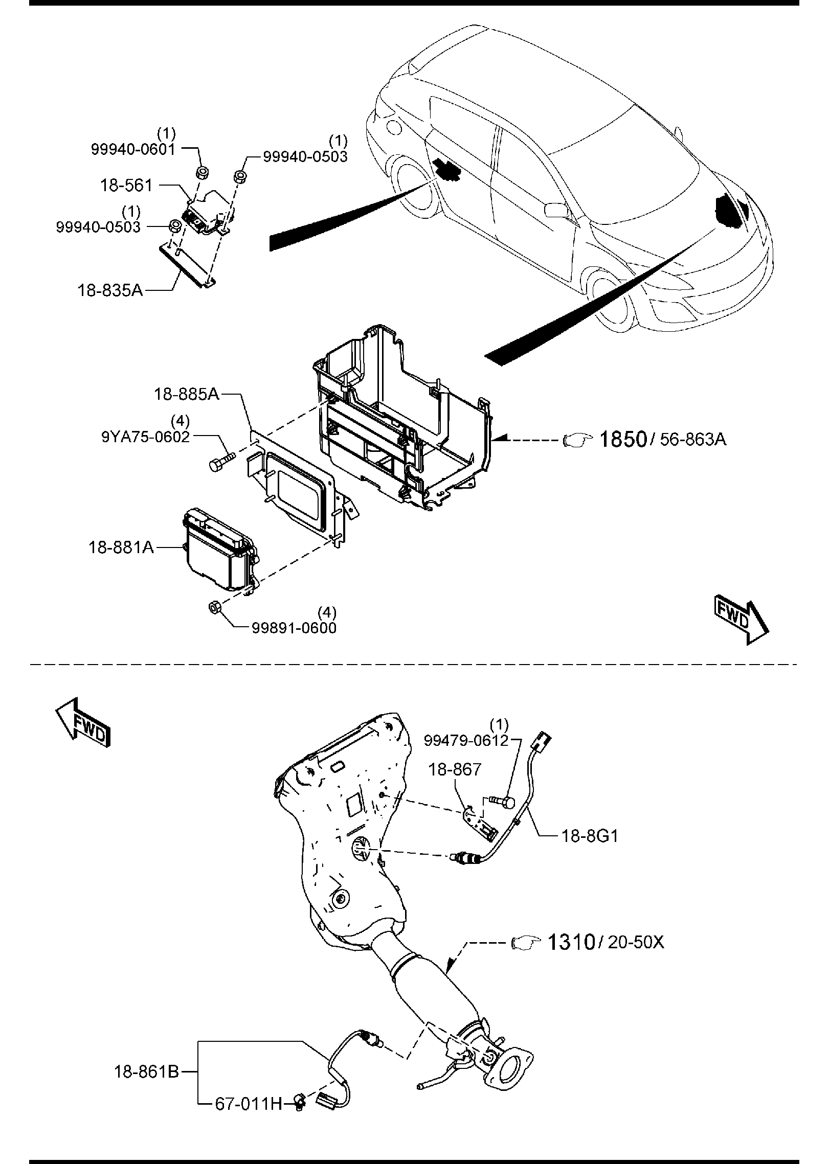 Diagram ENGINE SWITCHES & RELAYS (2000CC)(6-SPEED) for your Mazda