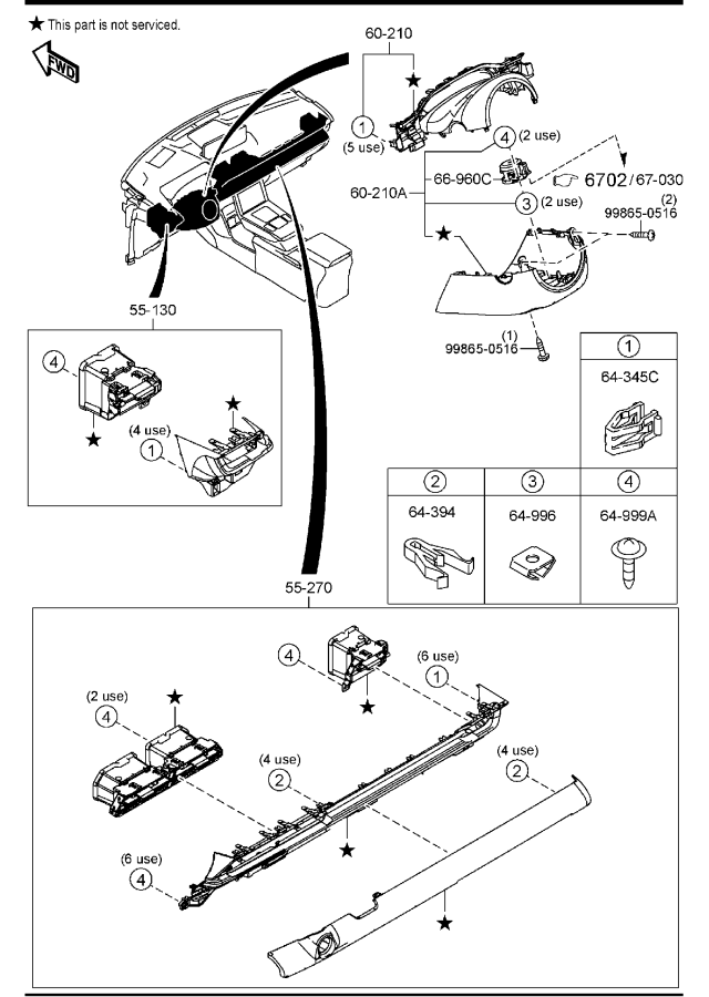 Diagram DASHBOARD EQUIPMENTS for your Mazda