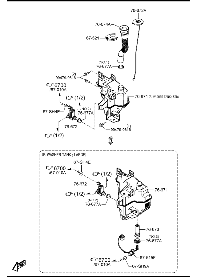 Diagram WINDSHIELD WASHER for your 2019 Mazda Mazda6   