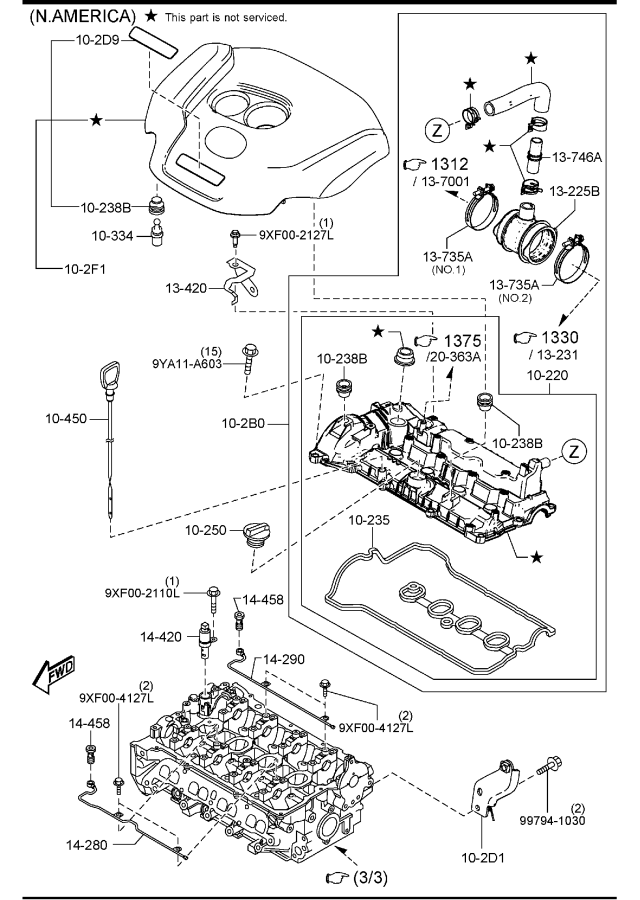 Diagram CYLINDER HEAD & COVER (W/TURBO) for your 2018 Mazda CX-9