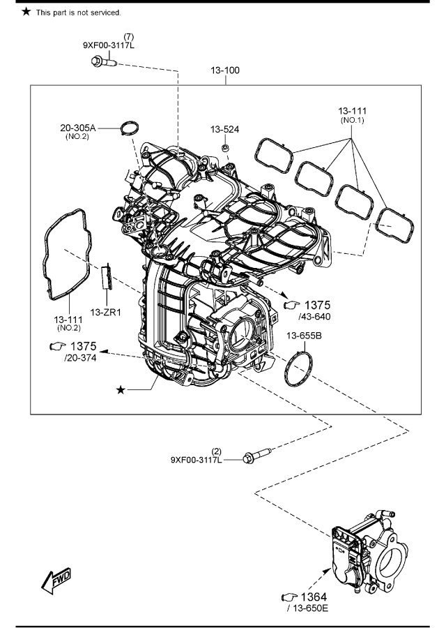 Diagram INLET MANIFOLD (W/TURBO) for your 2005 Mazda B2500   