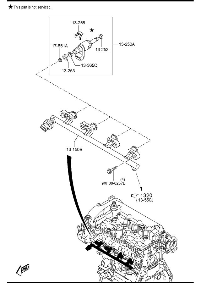 Diagram FUEL DISTRIBUTOR (W/O TURBO) for your 2020 Mazda CX-5  Signature 