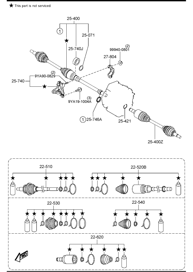 Diagram FRONT DRIVE SHAFTS (2WD) for your 2006 Mazda Tribute   