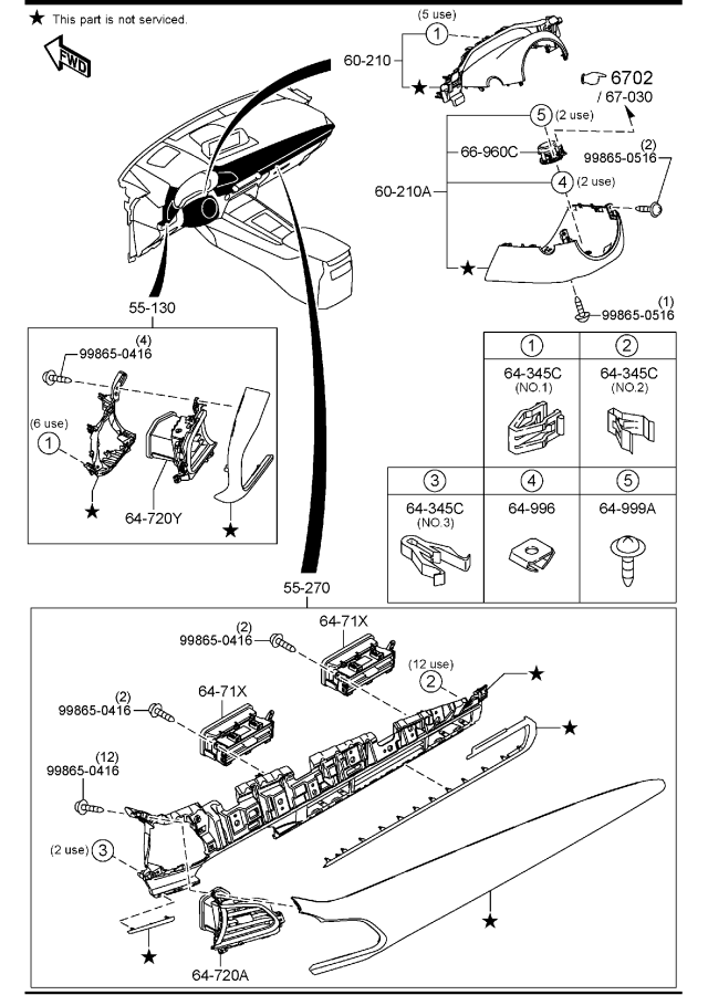 Diagram DASHBOARD EQUIPMENTS for your Mazda
