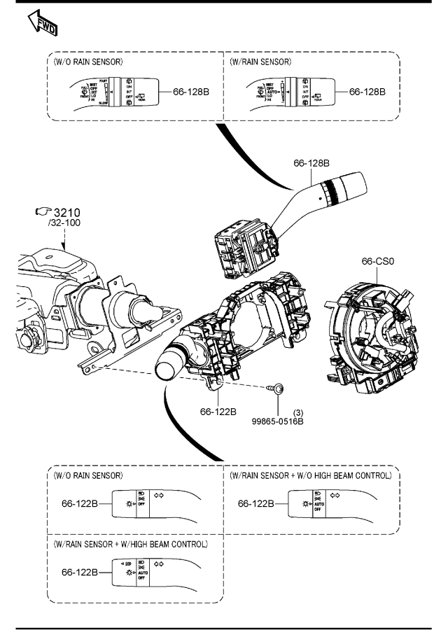 Diagram COMBINATION SWITCH (N.AMERICA) for your Mazda