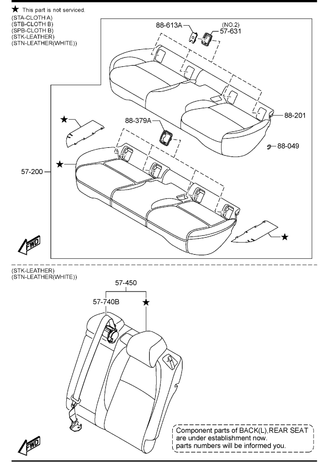 Diagram REAR SEATS (MEXICO) for your Mazda