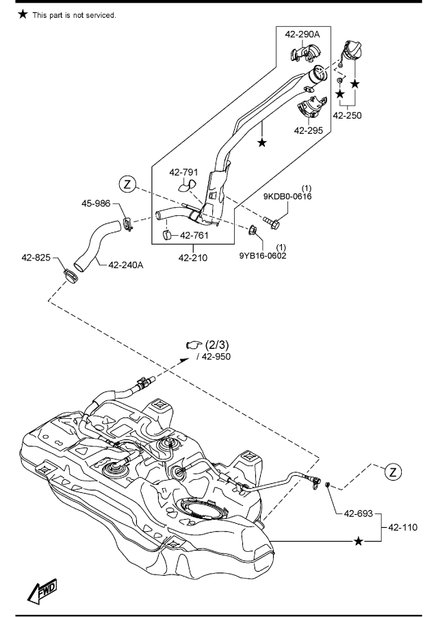 Diagram FUEL TANK (2WD)(N.AMERICA) for your 2024 Mazda CX-30   