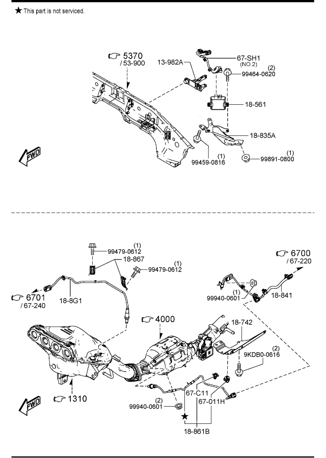 Diagram ENGINE SWITCHES & RELAYS (W/O TURBO) for your Mazda