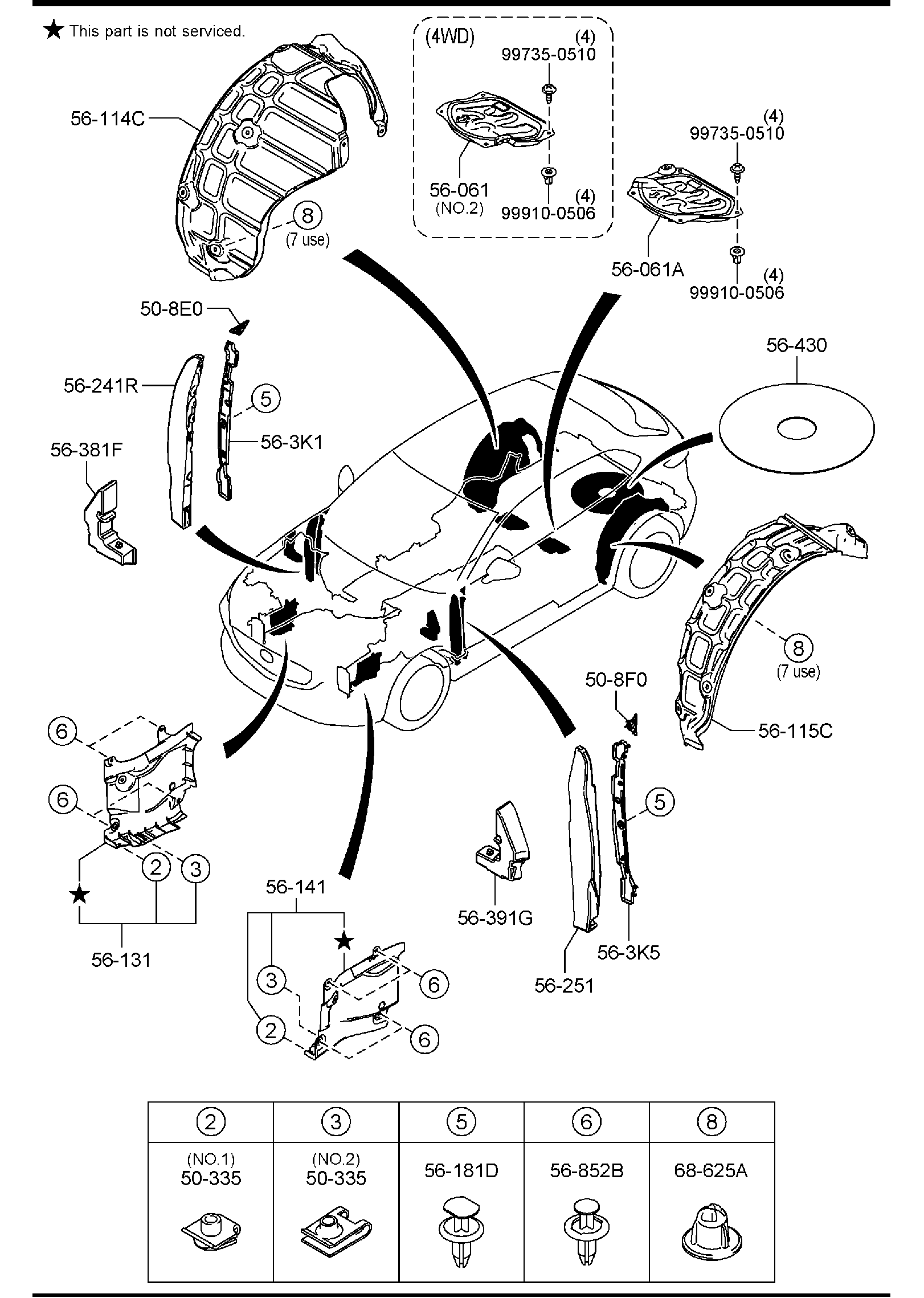 Diagram FLOOR ATTACHMENTS for your Mazda