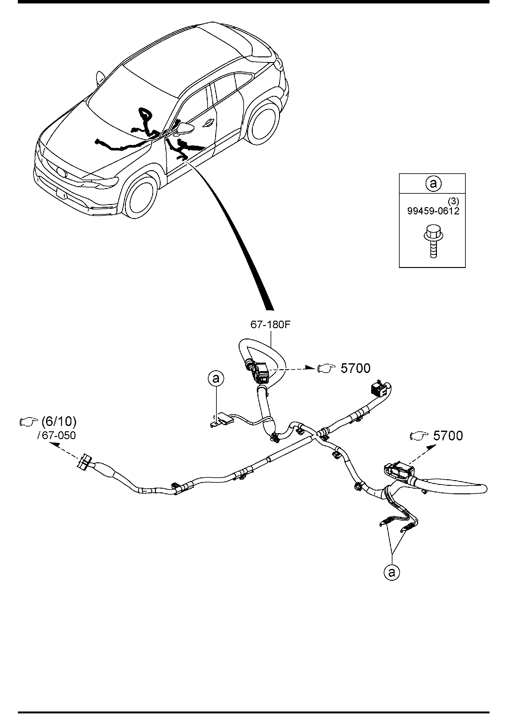Diagram FRONT & REAR WIRING HARNESSES for your Mazda