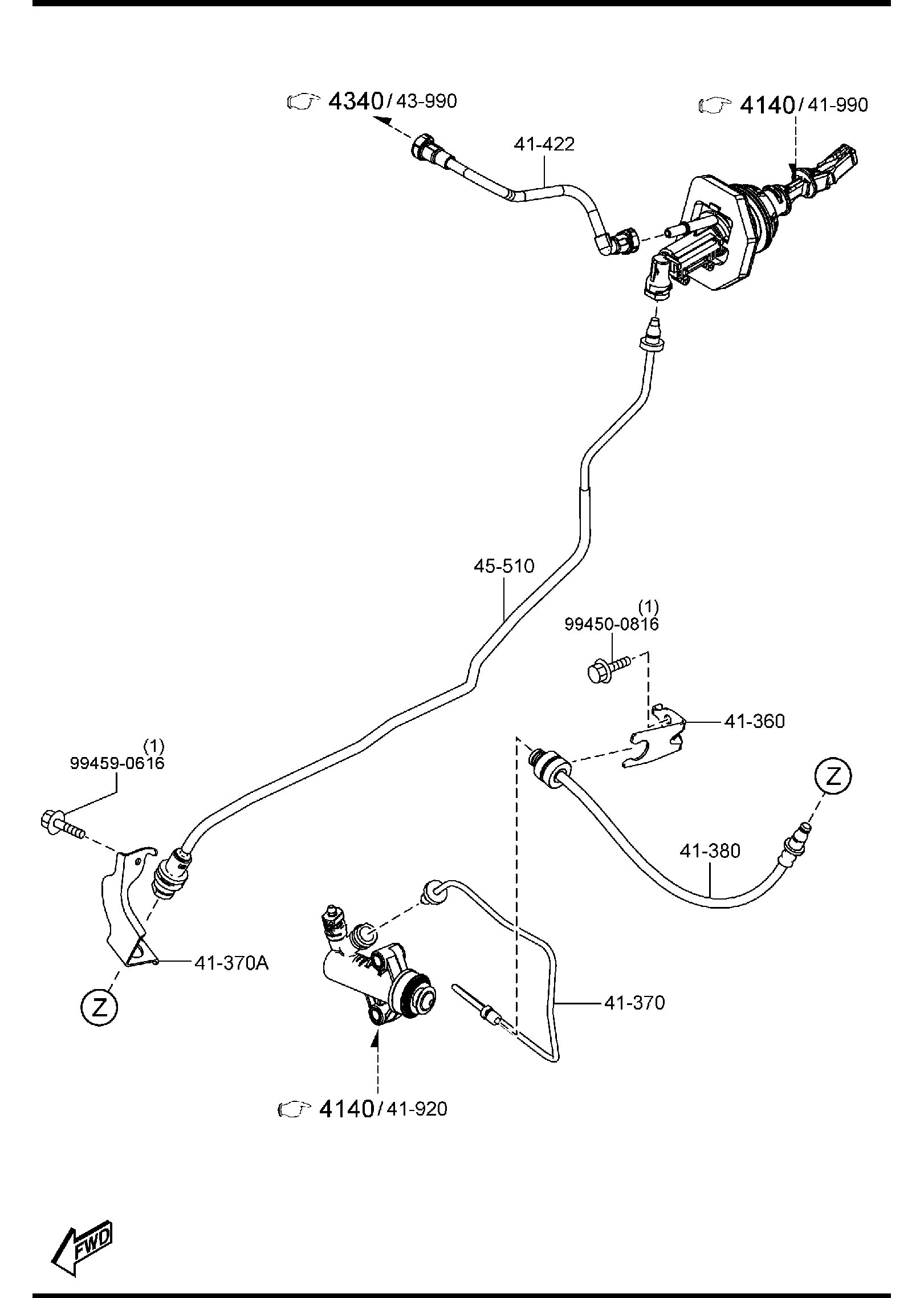 Diagram CLUTCH PIPINGS (MANUAL TRANSMISSION) for your 2011 Mazda Mazda3   