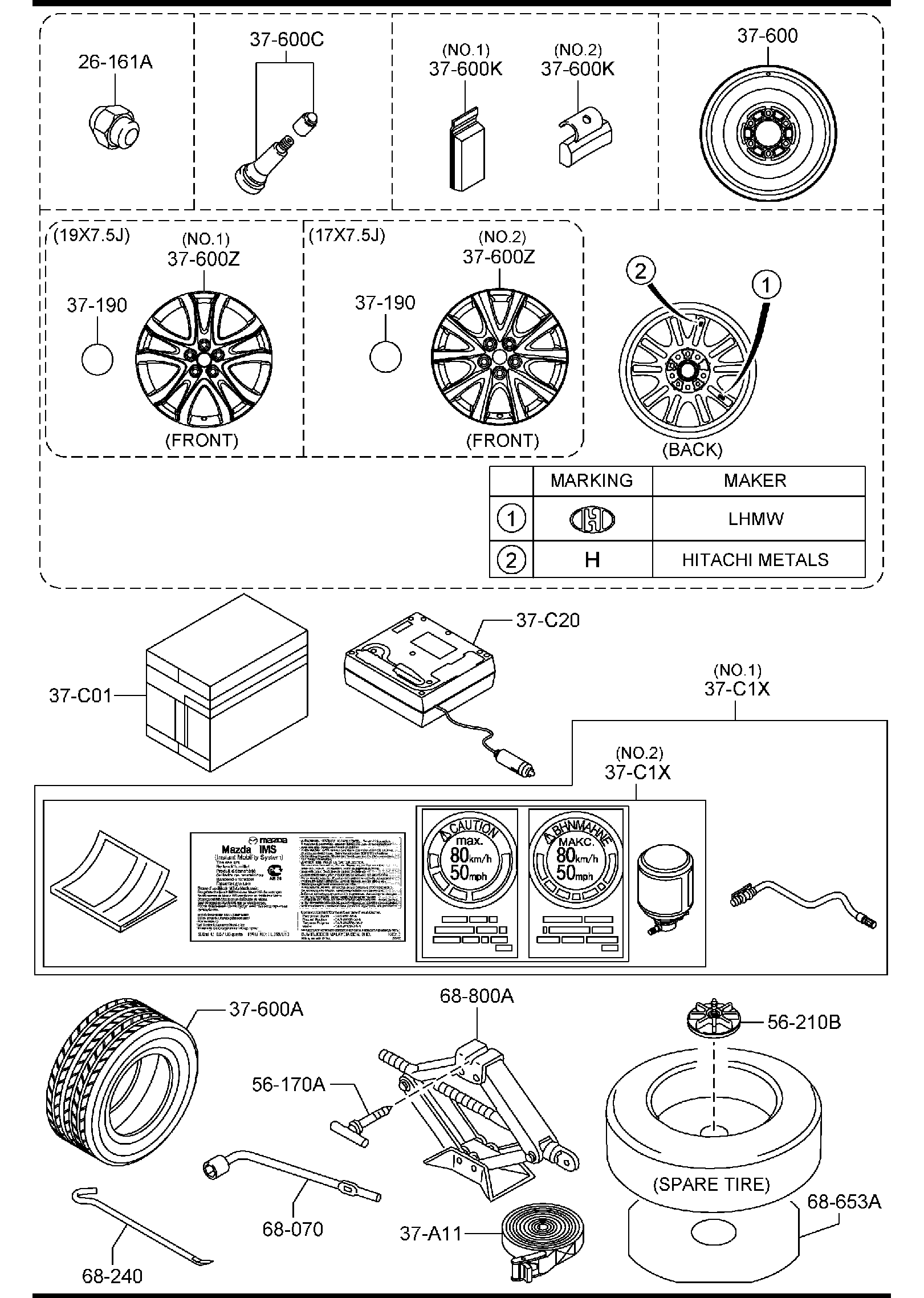 Diagram TIRES & JACK ('14,'15 MODEL) for your 2012 Mazda Mazda3  SEDAN I SV 