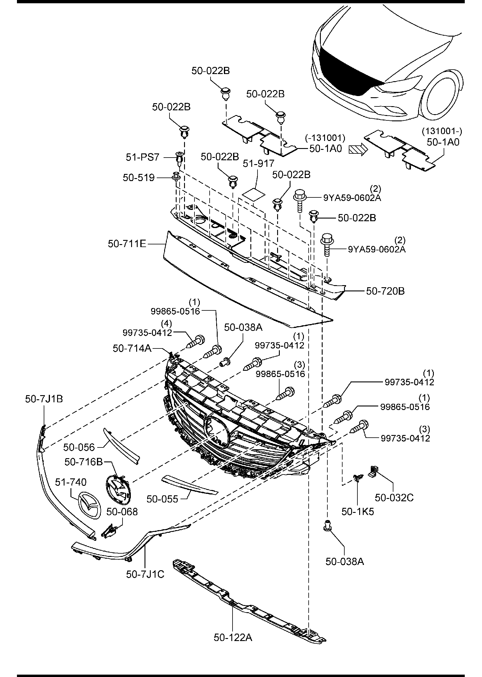 Diagram RADIATOR GRILLE ('14,'15 MODEL) for your Mazda