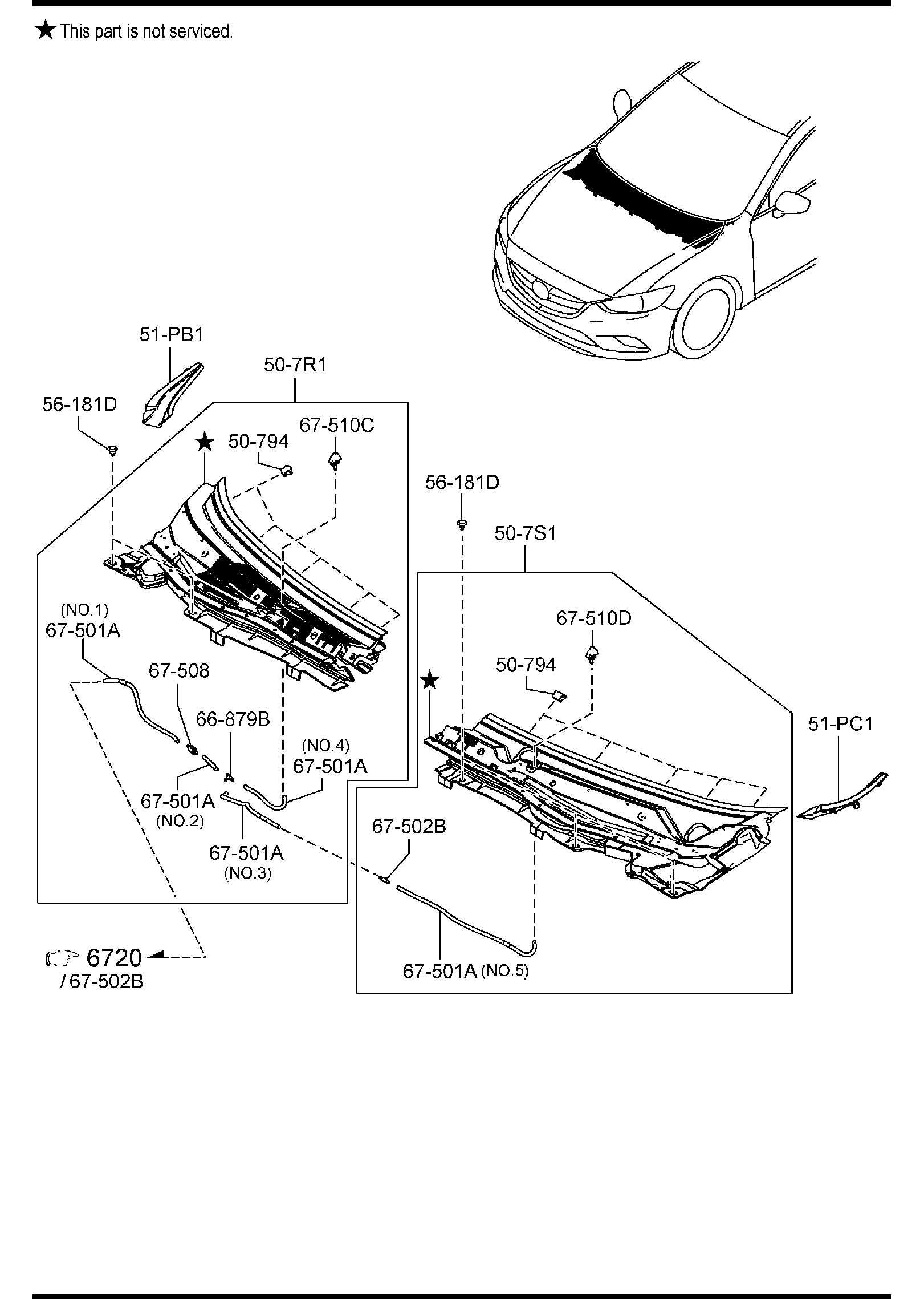 Diagram COWL & EXTRACTOR GRILLES ('14,'15 MODEL) for your 2015 Mazda CX-9 3.7L AT 2WD Touring 