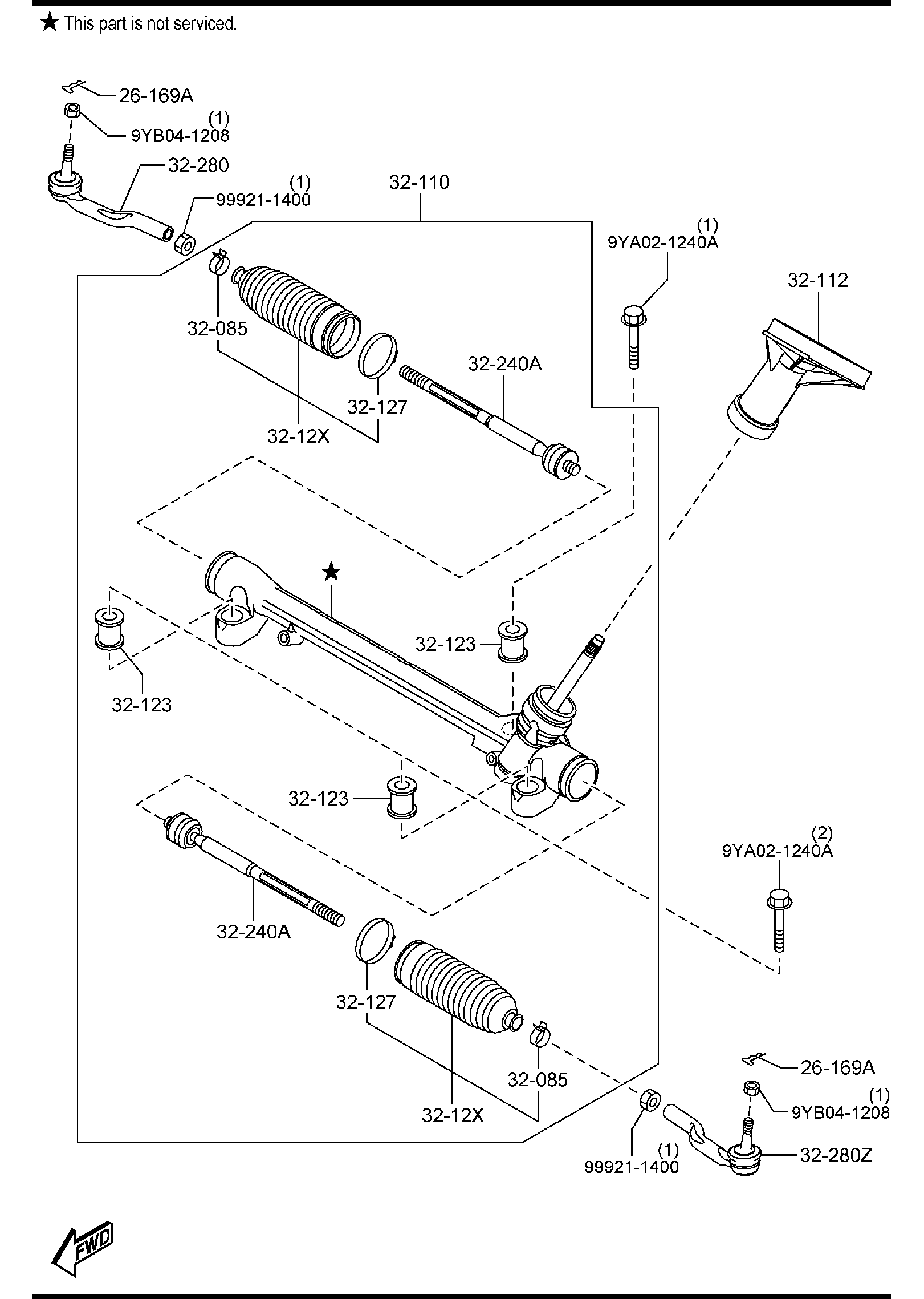 Diagram STEERING GEAR for your Mazda