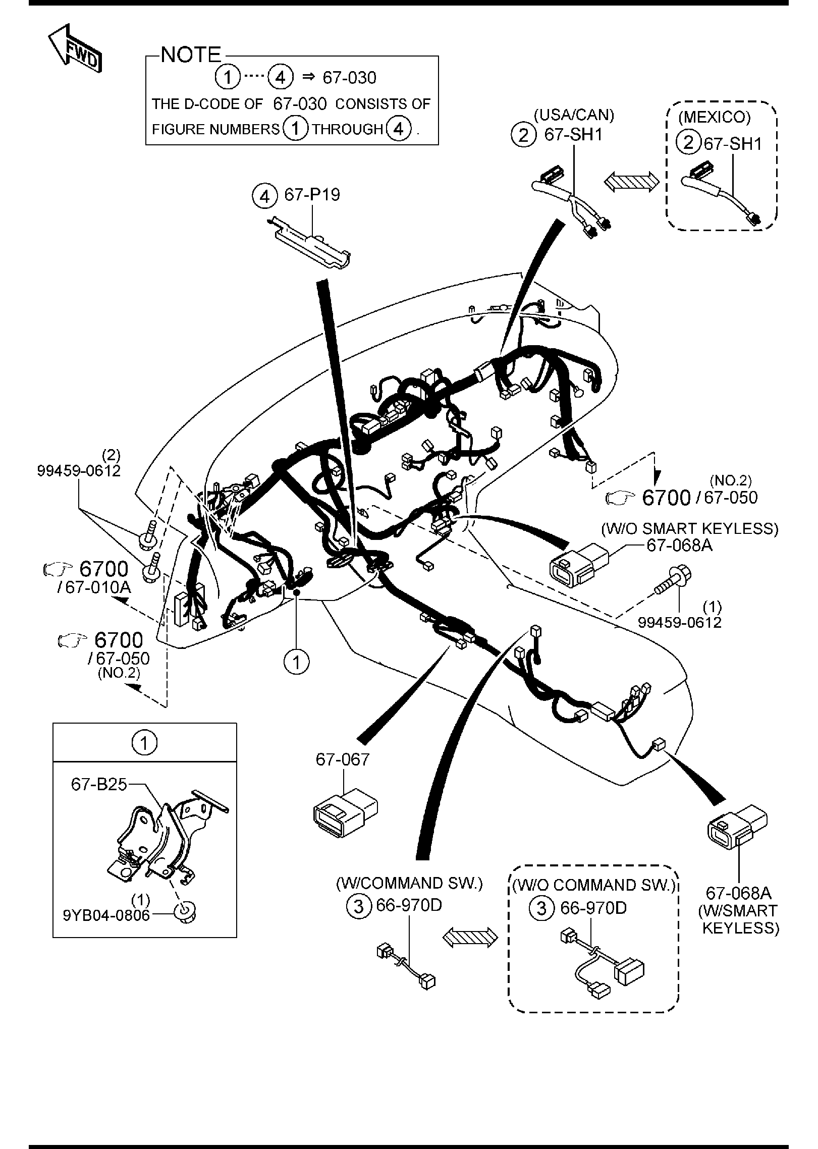Diagram DASHBOARD WIRING HARNESSES ('16 MODEL) for your Mazda