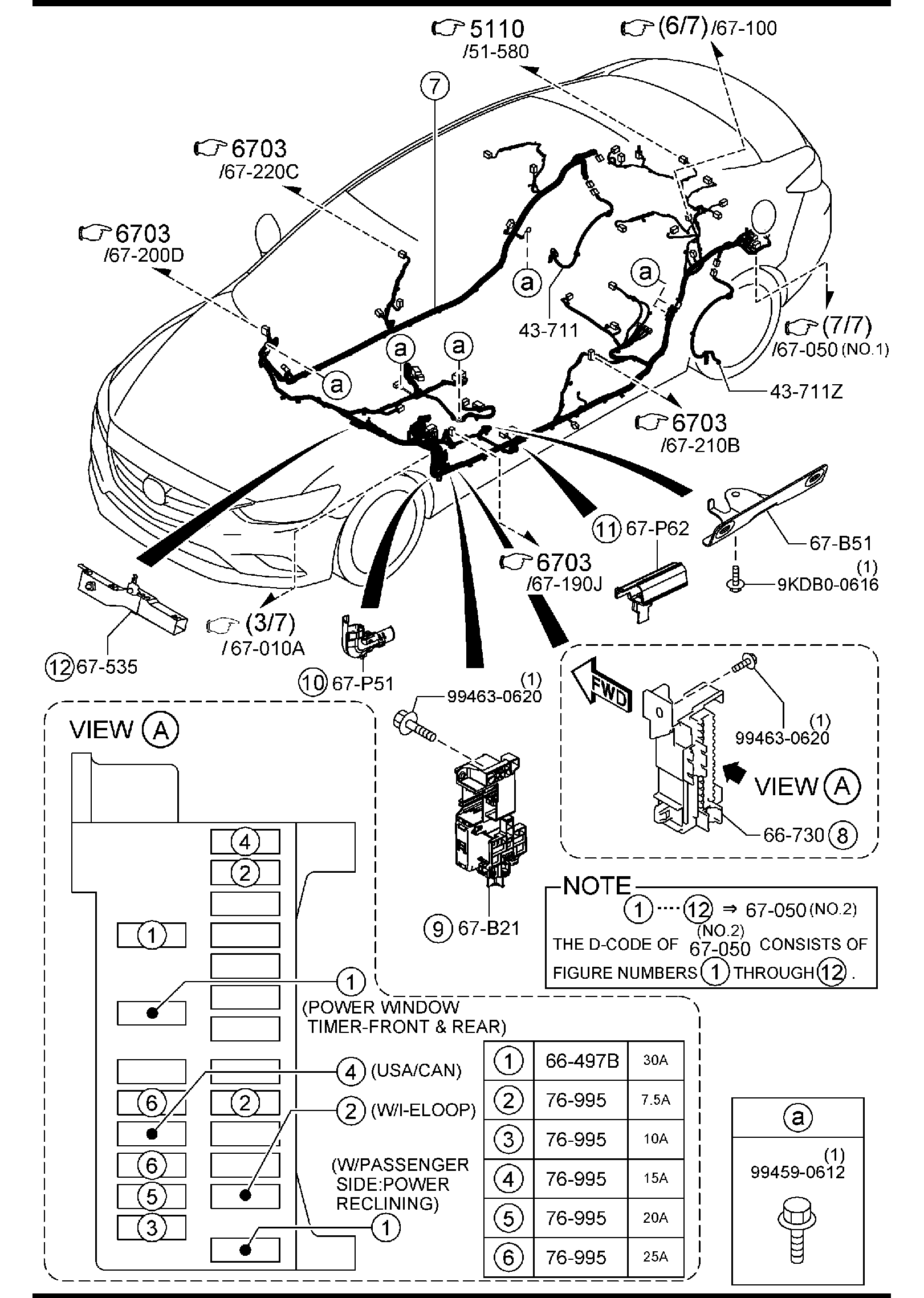 Diagram FRONT & REAR WIRING HARNESSES ('14,'15 MODEL) for your Mazda