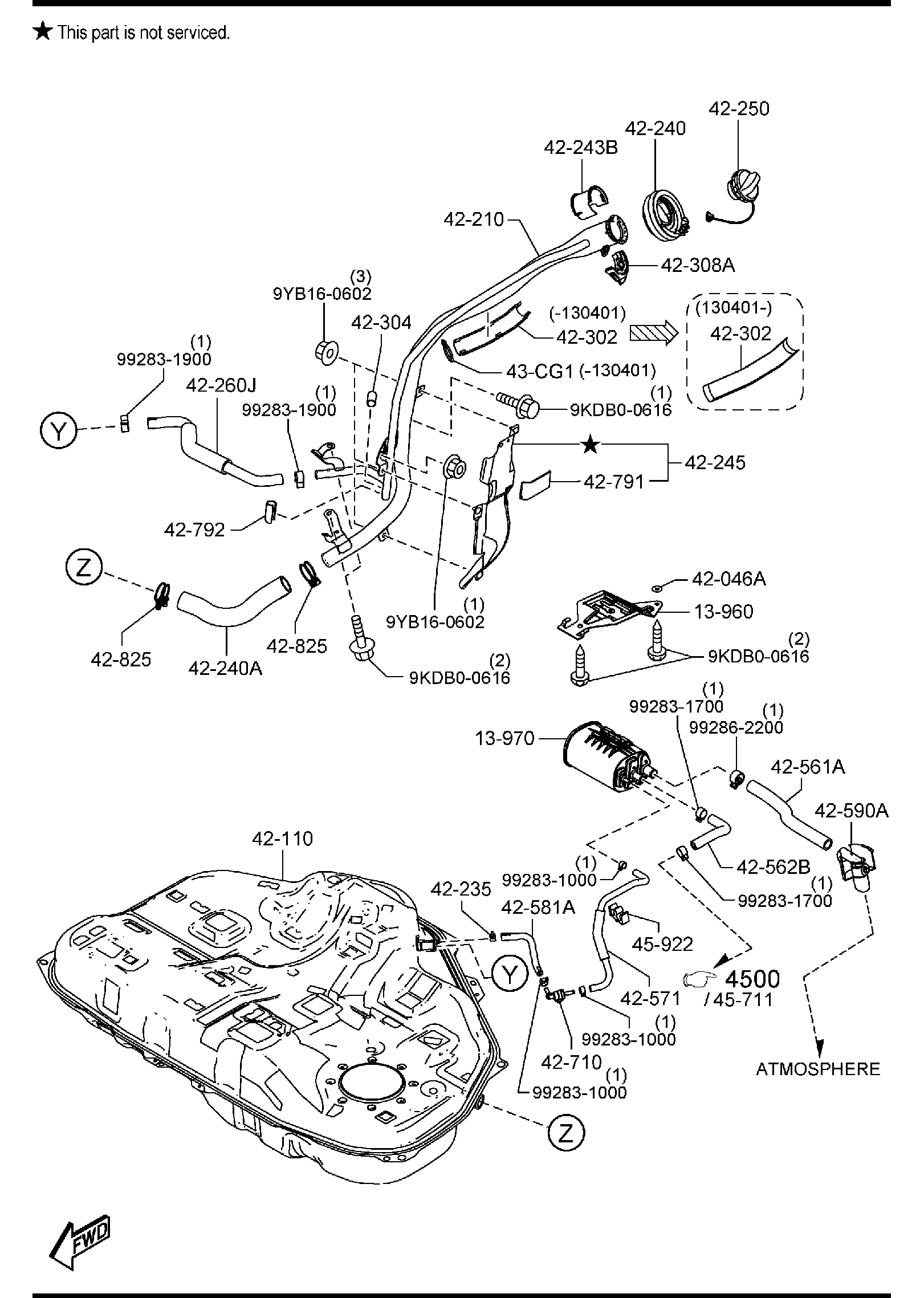 Diagram FUEL TANK (MEXICO)('14,'15 MODEL) for your 2021 Mazda Mazda3 2.0L AT 2WD SEDAN BASE (VIN Begins: JM1) 