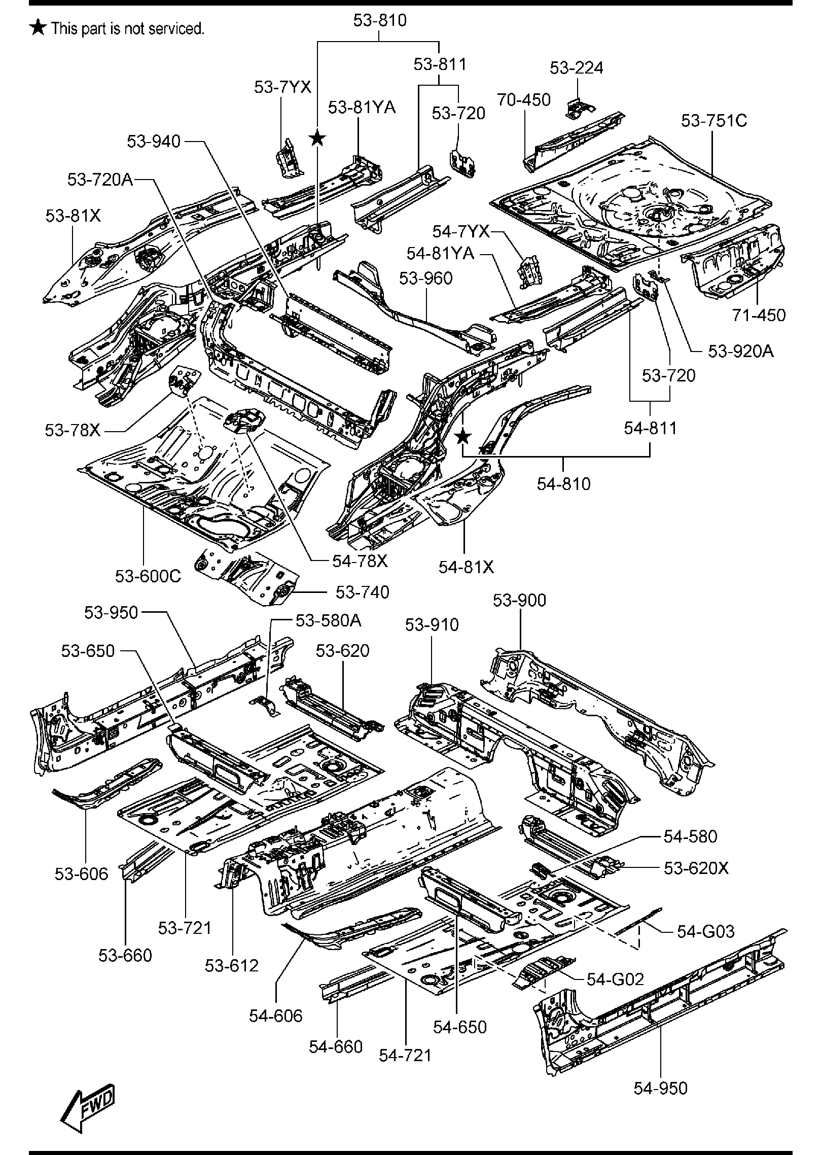 Diagram FLOOR PANELS for your Mazda