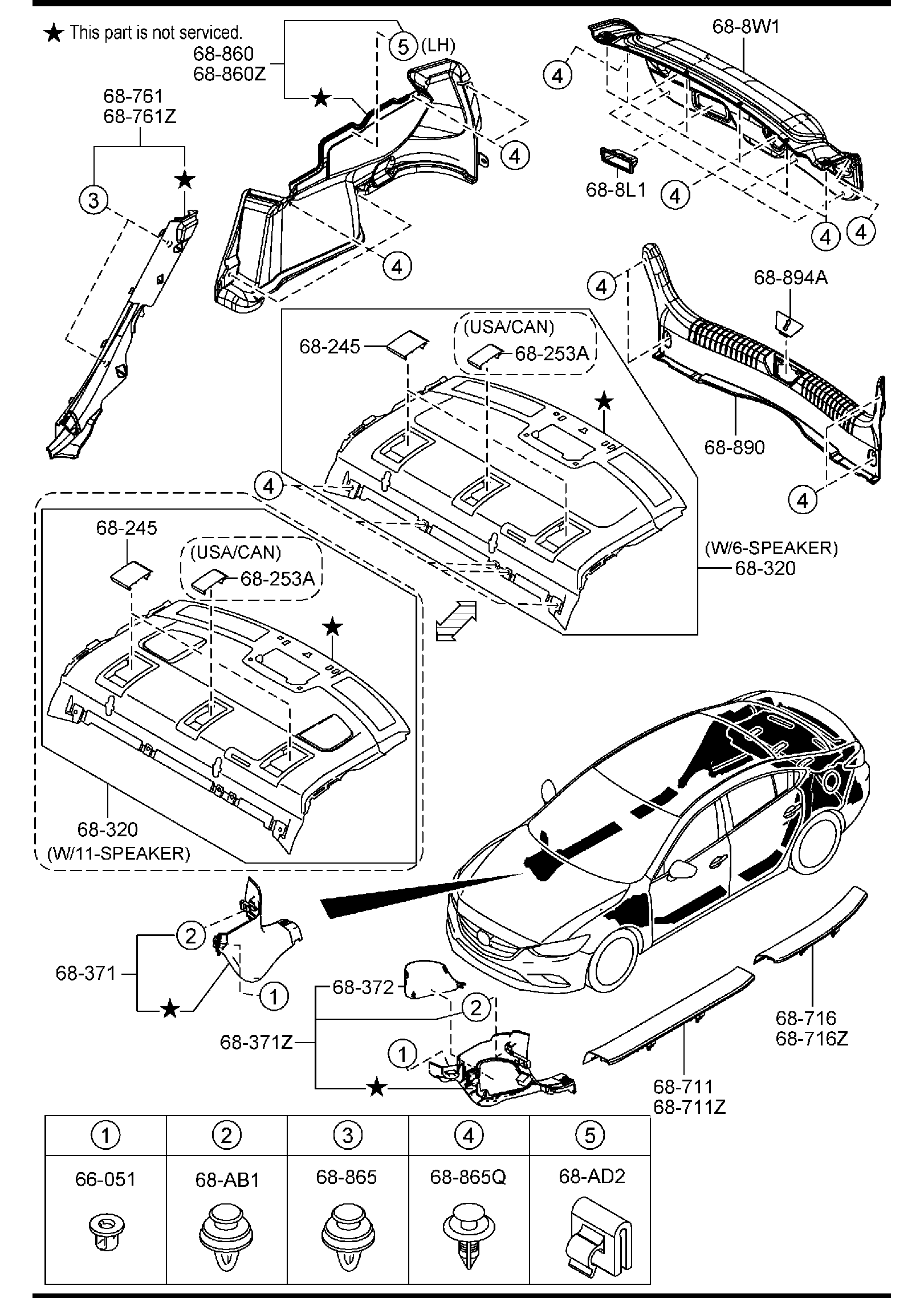 Diagram TRIMS & SCUFF PLATES ('14,'15 MODEL) for your 2004 Mazda B2500   