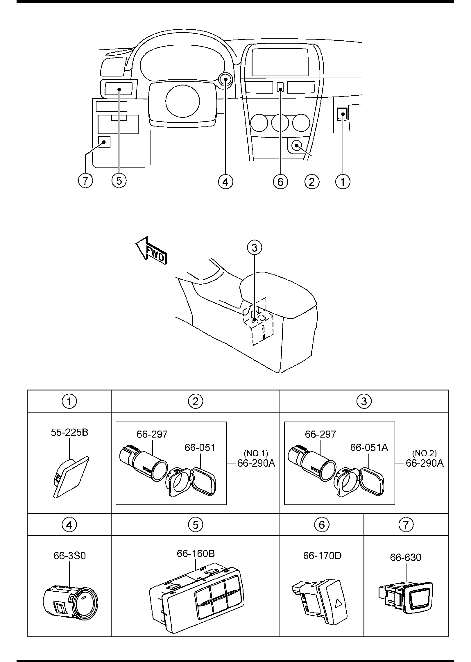 Diagram DASHBOARD SWITCHES ('14,'15 MODEL) for your Mazda