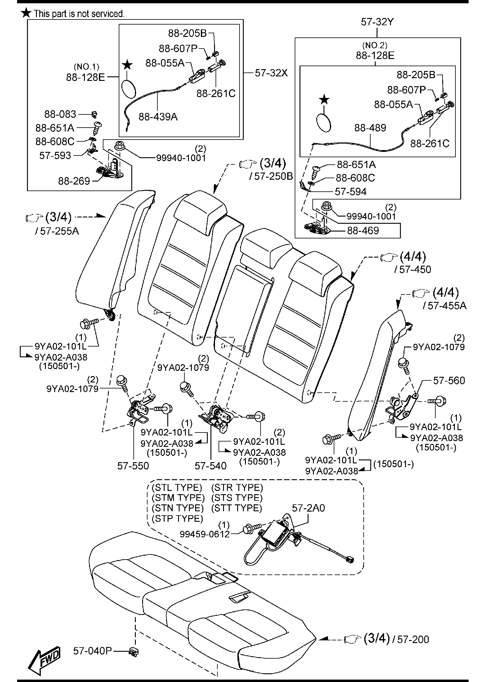 Diagram REAR SEATS ('16 MODEL) for your Mazda